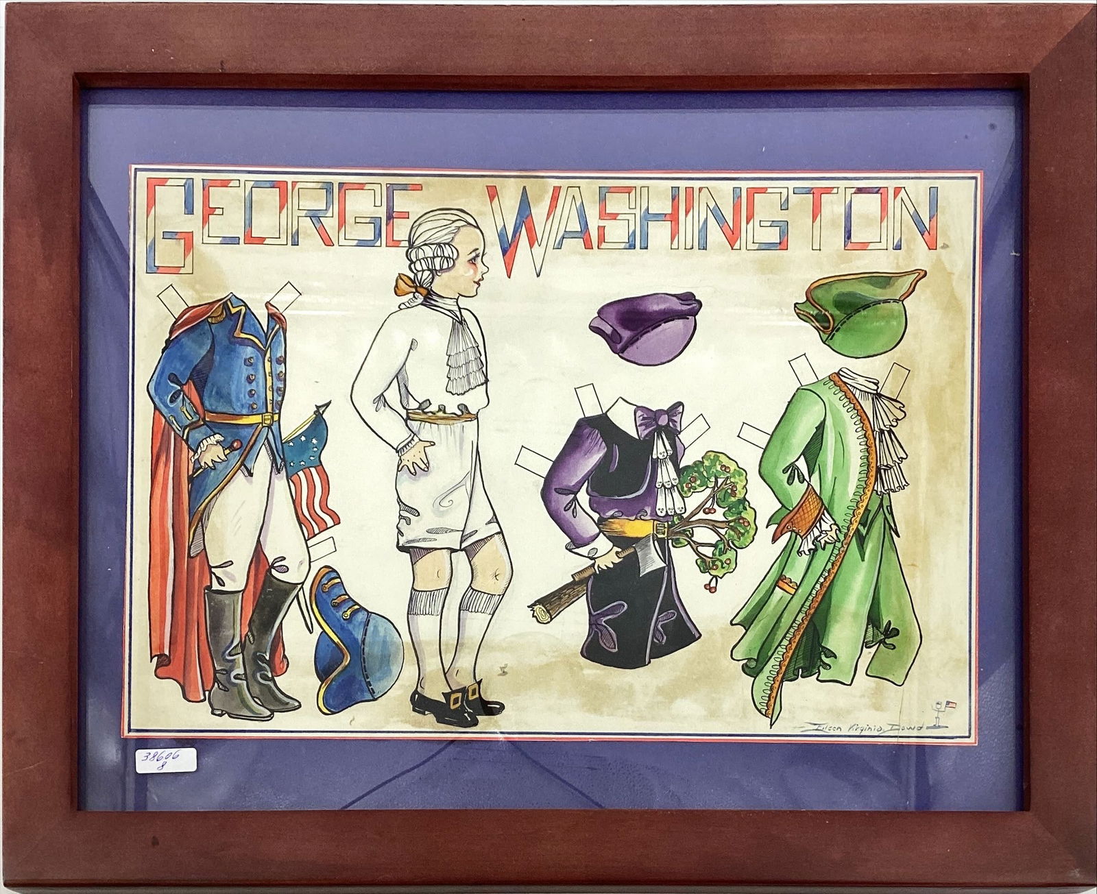 Original Painting of George Washington as a paper doll boy. (1 of 1)