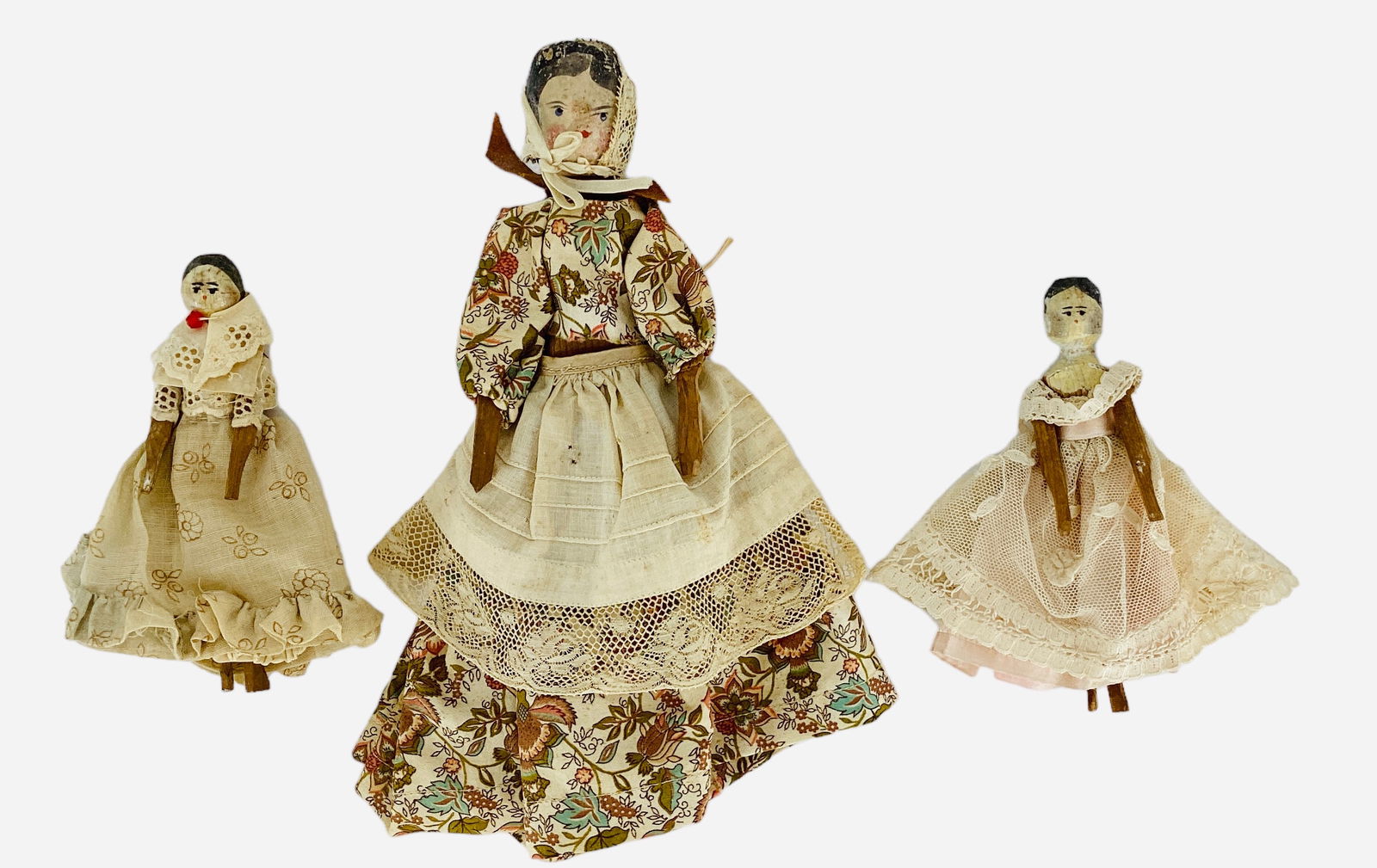 (3) Peg Wooden "Dutch Dolls". (1 of 2)