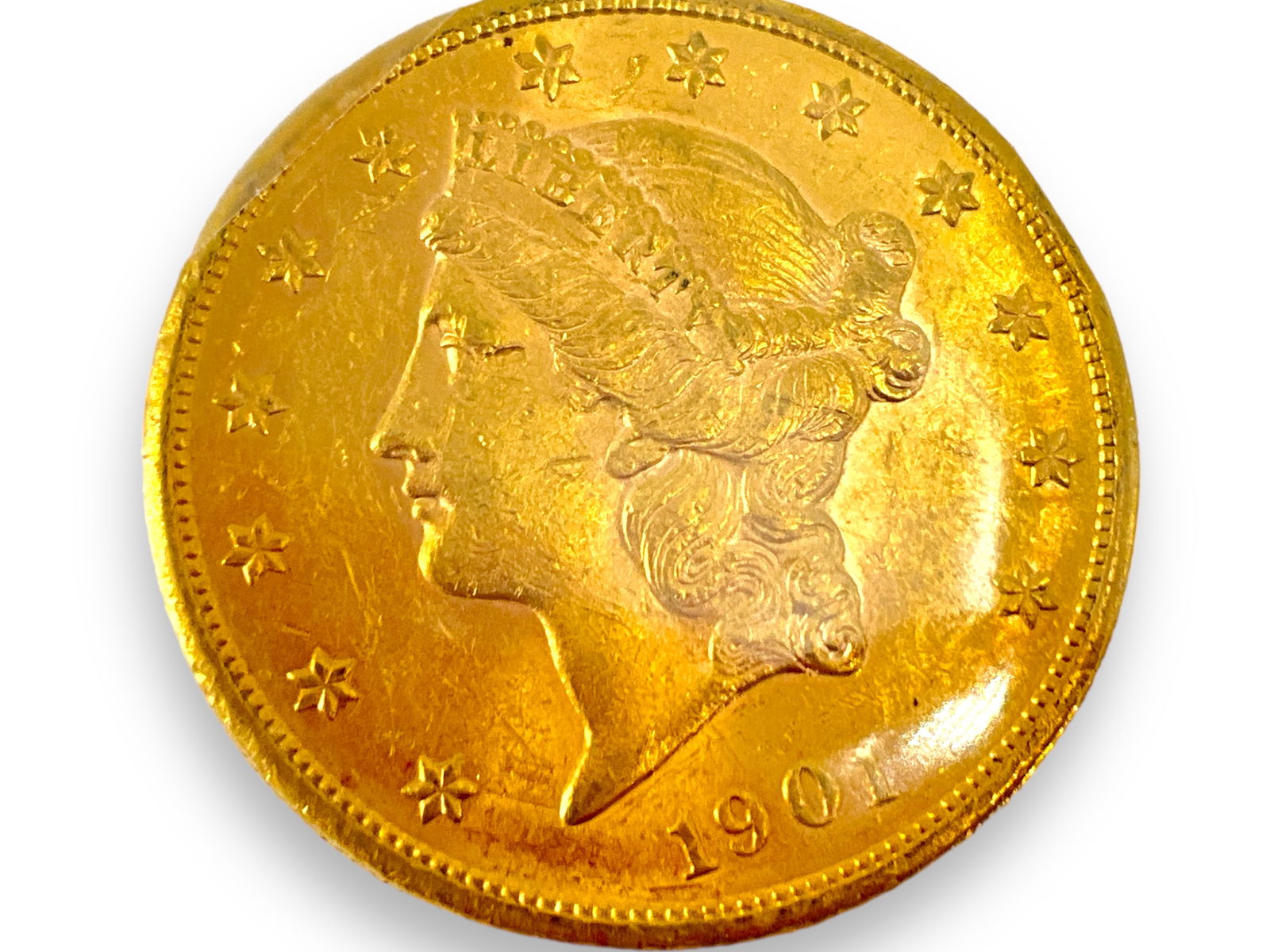 U.S. 1901-S $20.00 Gold Coronet Head Double Eagle Coin (1 of 4)