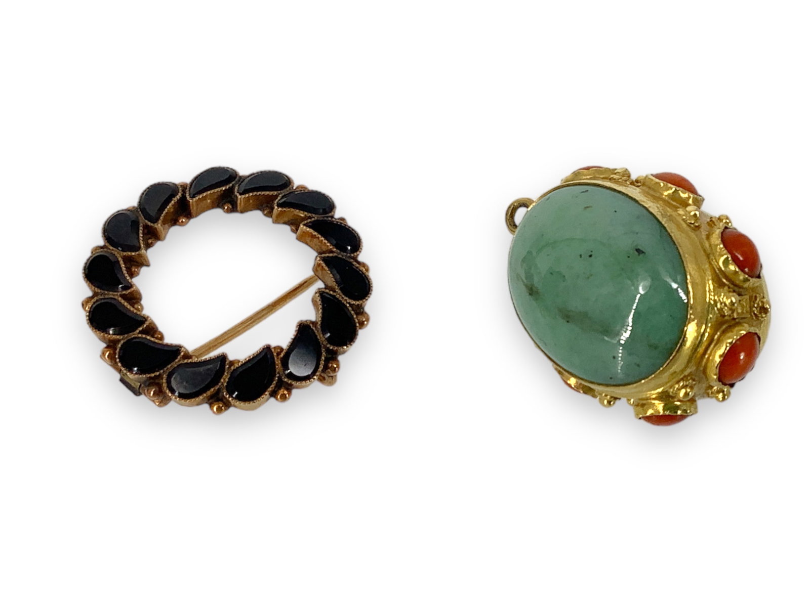 Victorian Onyx Pin and Fabulous Jade Charm (1 of 9)