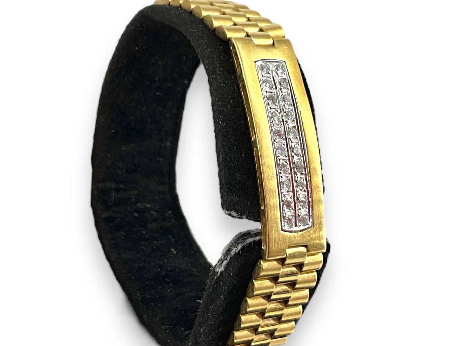 18kt Yellow Gold Watch Style Bracelet With Diamonds (1 of 6)