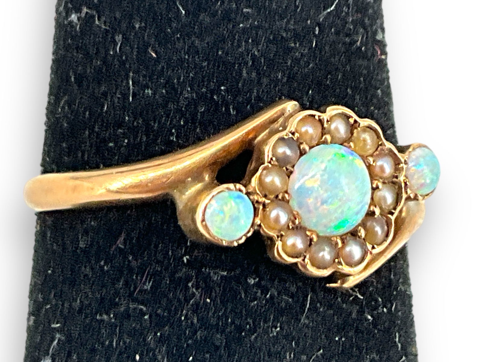 Antique 9kt Yellow Gold Opal & Seed Pearl Ring (1 of 3)