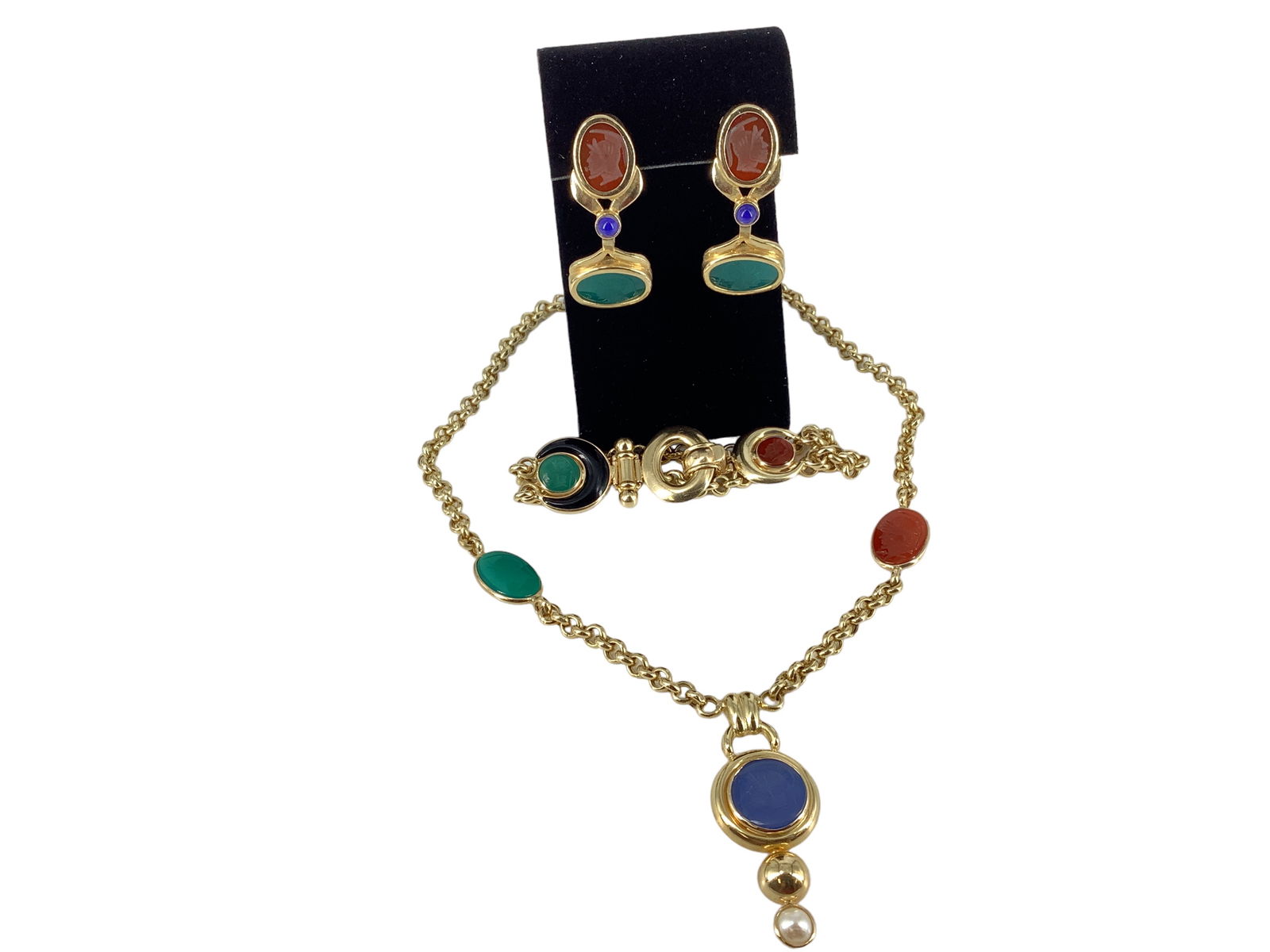 14kt Gold and Carnelian Intaglio Jewelry Set (1 of 9)