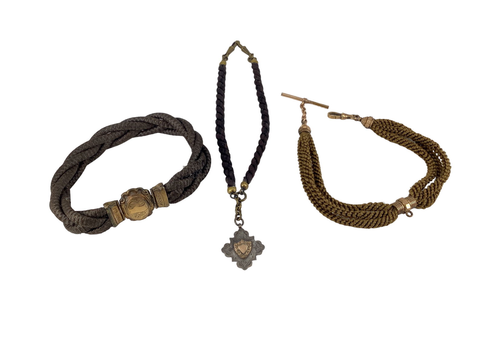 Excellent Condition. Mourning Hair Fobs and Childís Necklace (1 of 11)