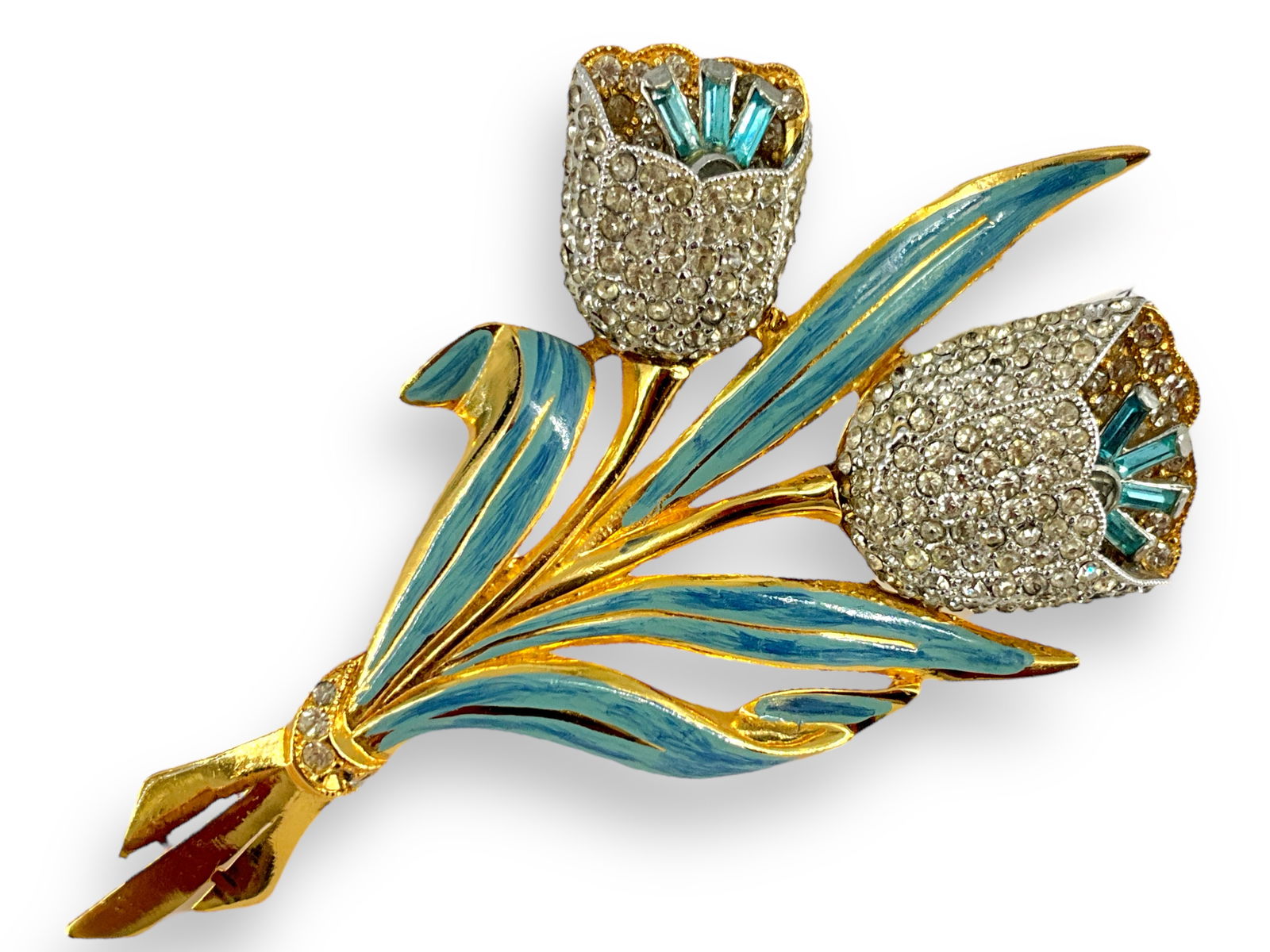 Rare Coro Adolf Katz Double Tulip Tremble Brooch (1 of 4)