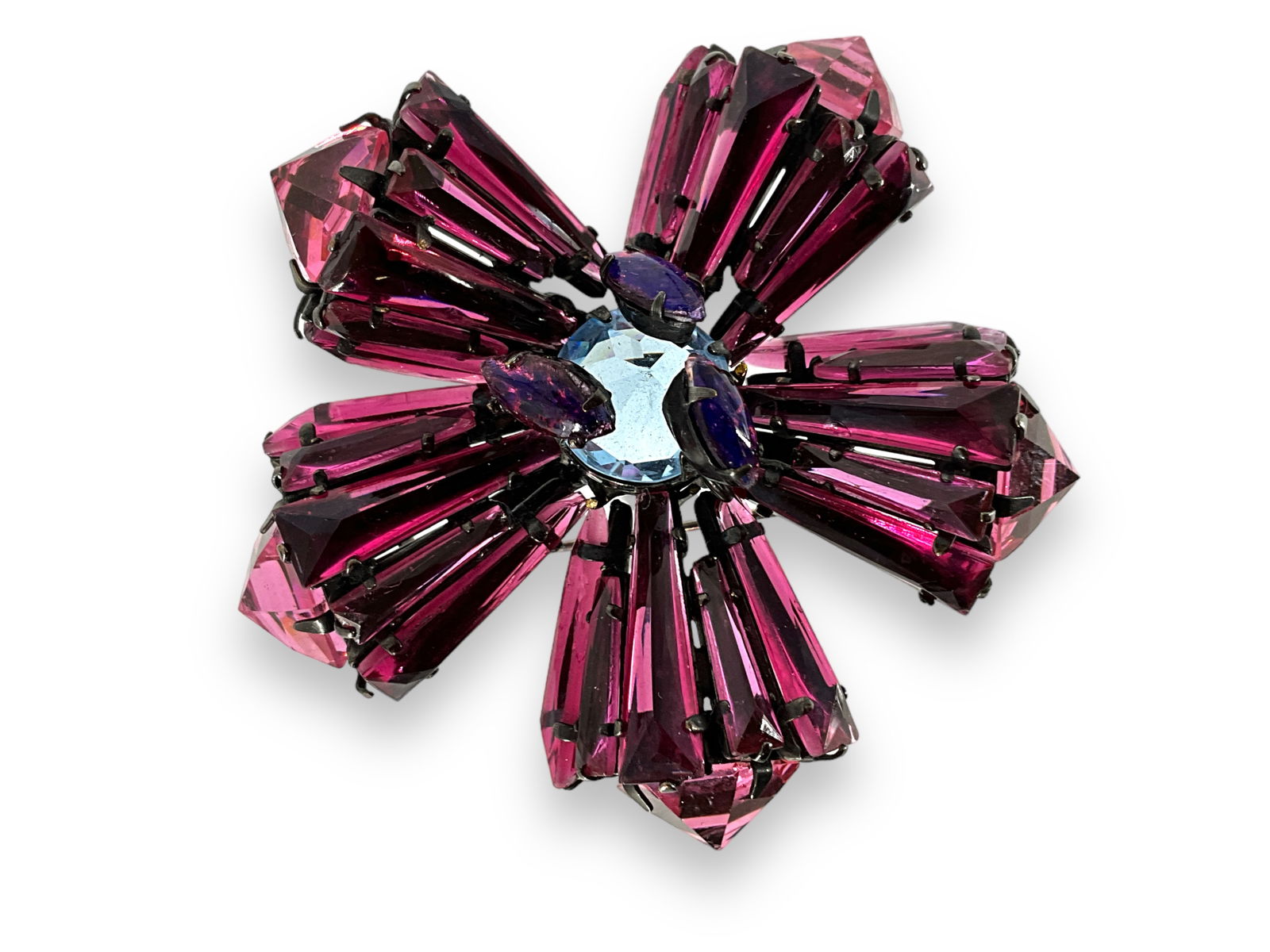 Large Beautifully Made Purple & Blue Stone Crystal Brooch (1 of 4)