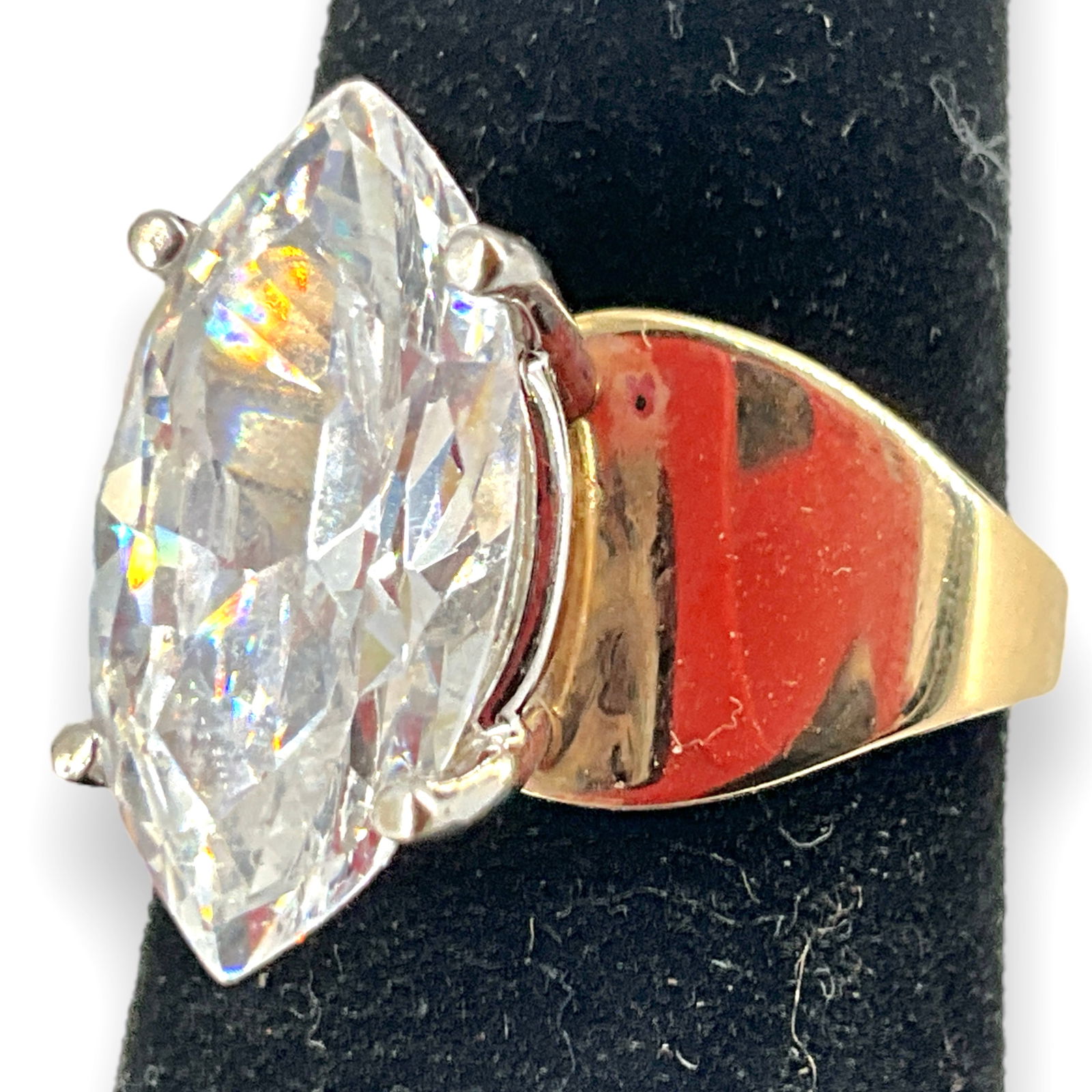 14kt Yellow Gold Ring with CZ Stone Marquise (1 of 6)