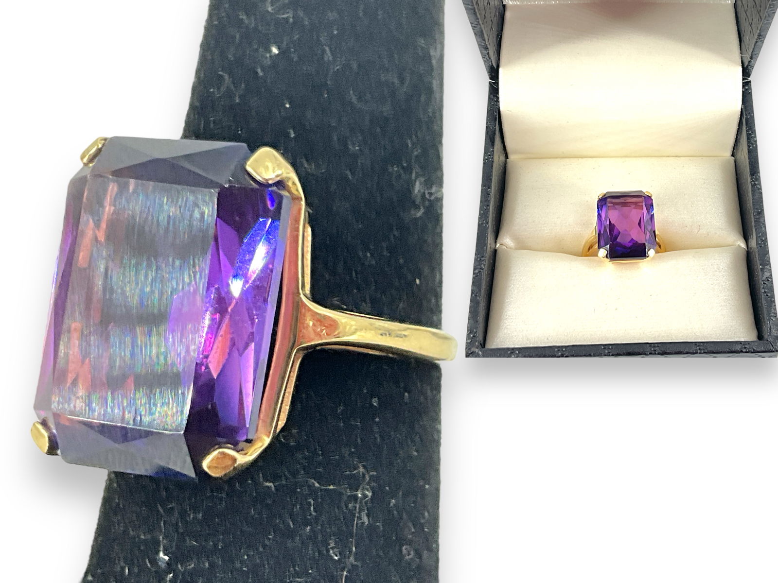 14kt Gold and Purple Sapphire Gemstone Solitaire Ring (1 of 5)