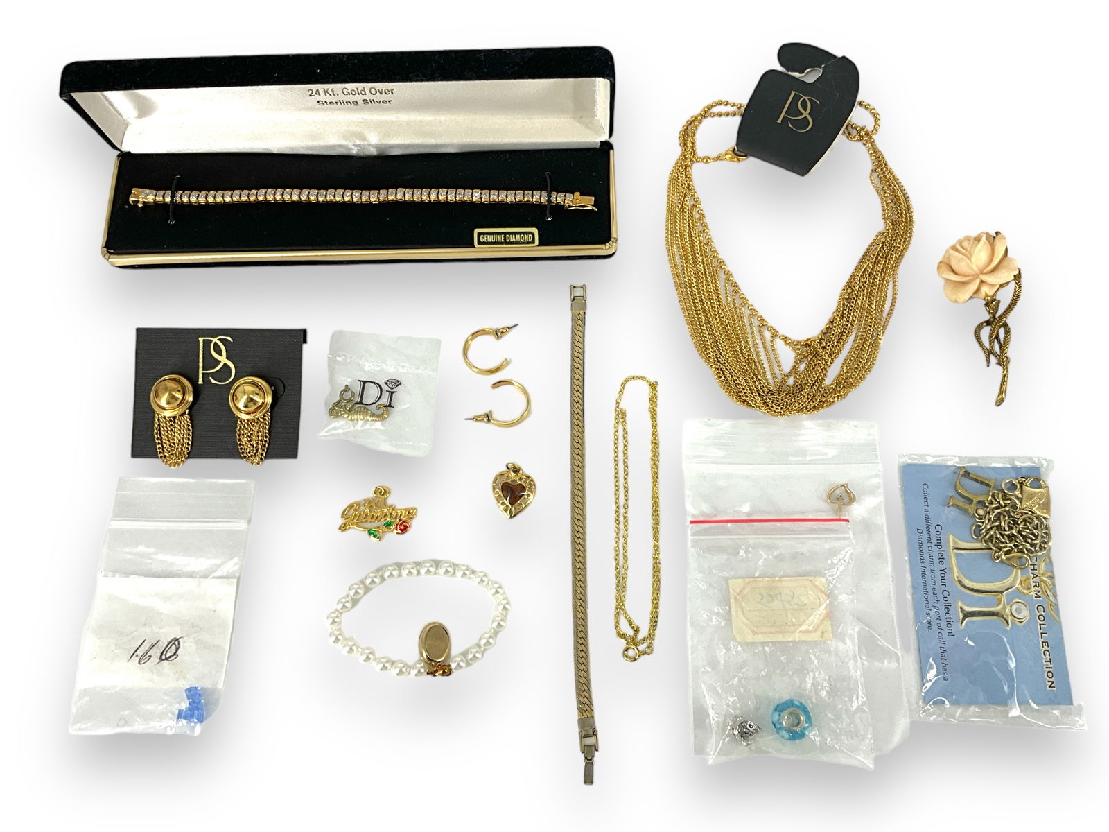 Misc Gold-Tone Items Including Gold Over Sterling Bracelet in Original Box (1 of 15)