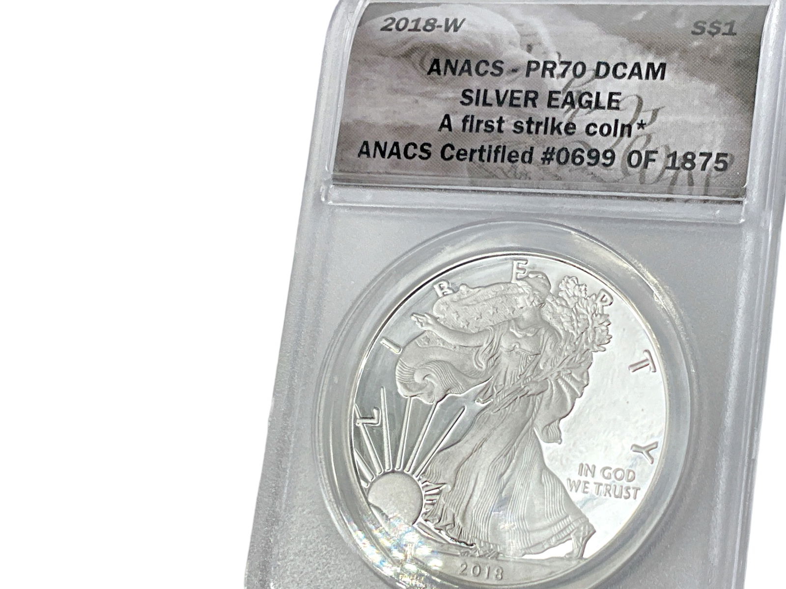 2018-W ANACS PR70-DCAM U.S. 1 oz. Fine Silver Eagle (1 of 4)