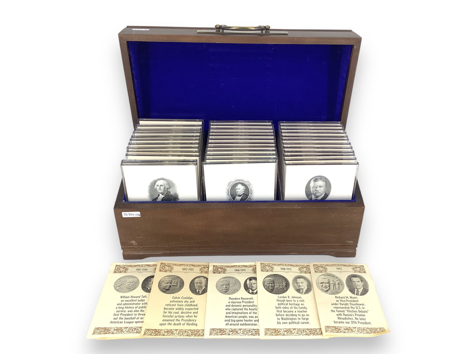 Wood Box with 36 Sterling Silver Coin Medallions by Wittenauer Mint (1 of 6)