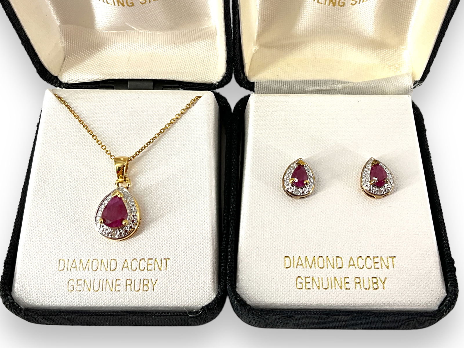 Gold Plated Ruby & Diamond Jewelry Set (1 of 6)