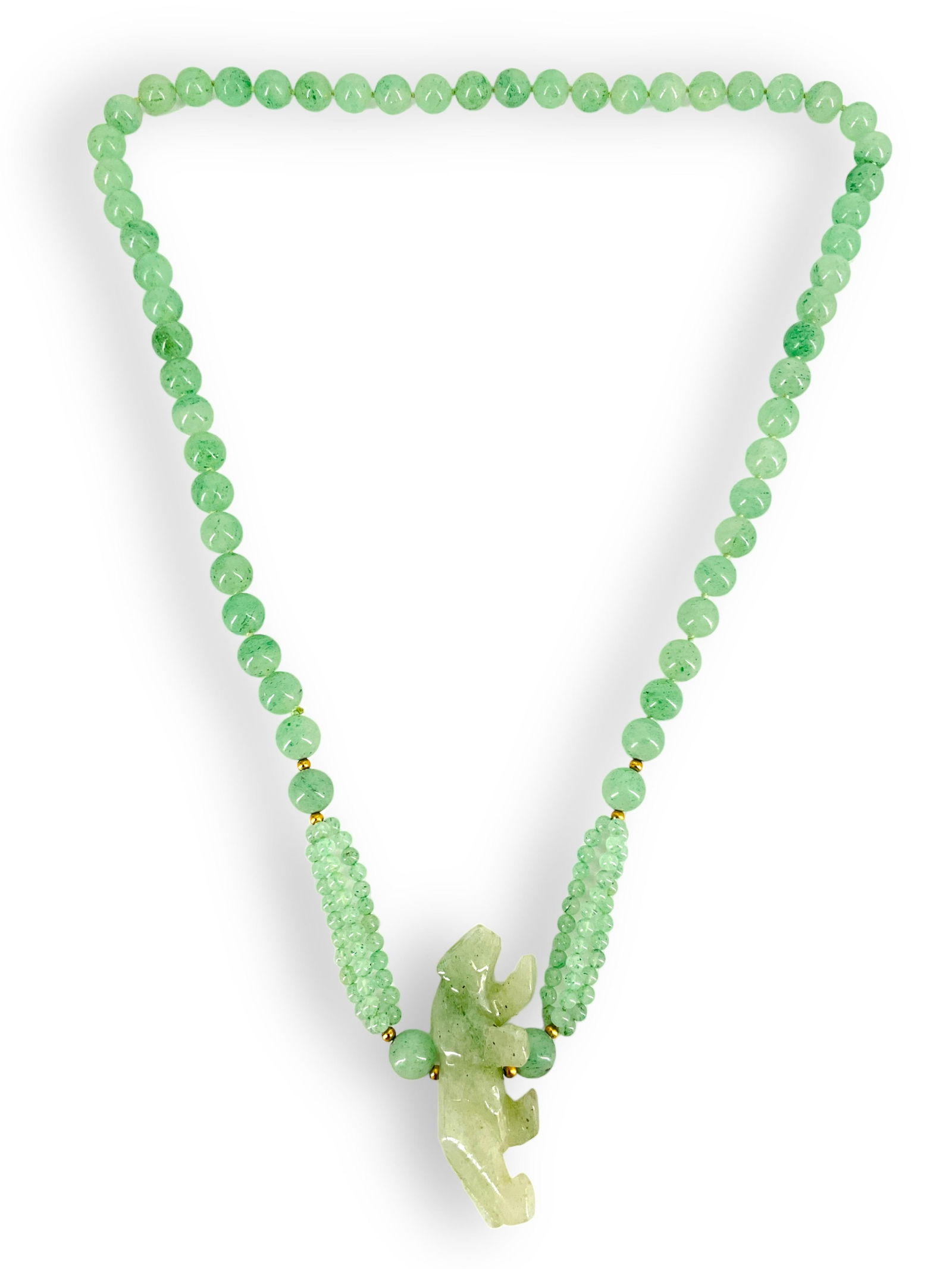 Jade Stone Necklace with Figural Animal Pendant (1 of 4)