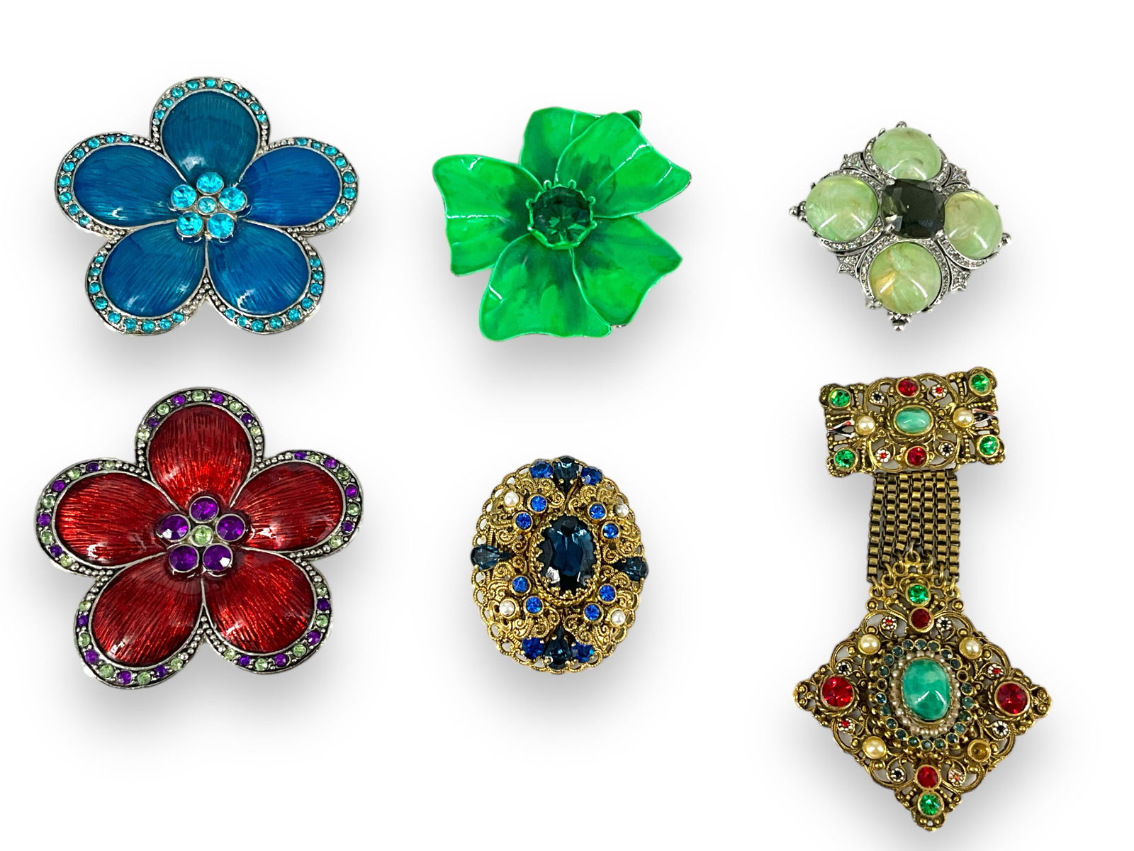 Six Flamboyant and Colorful Costume Brooches (1 of 6)