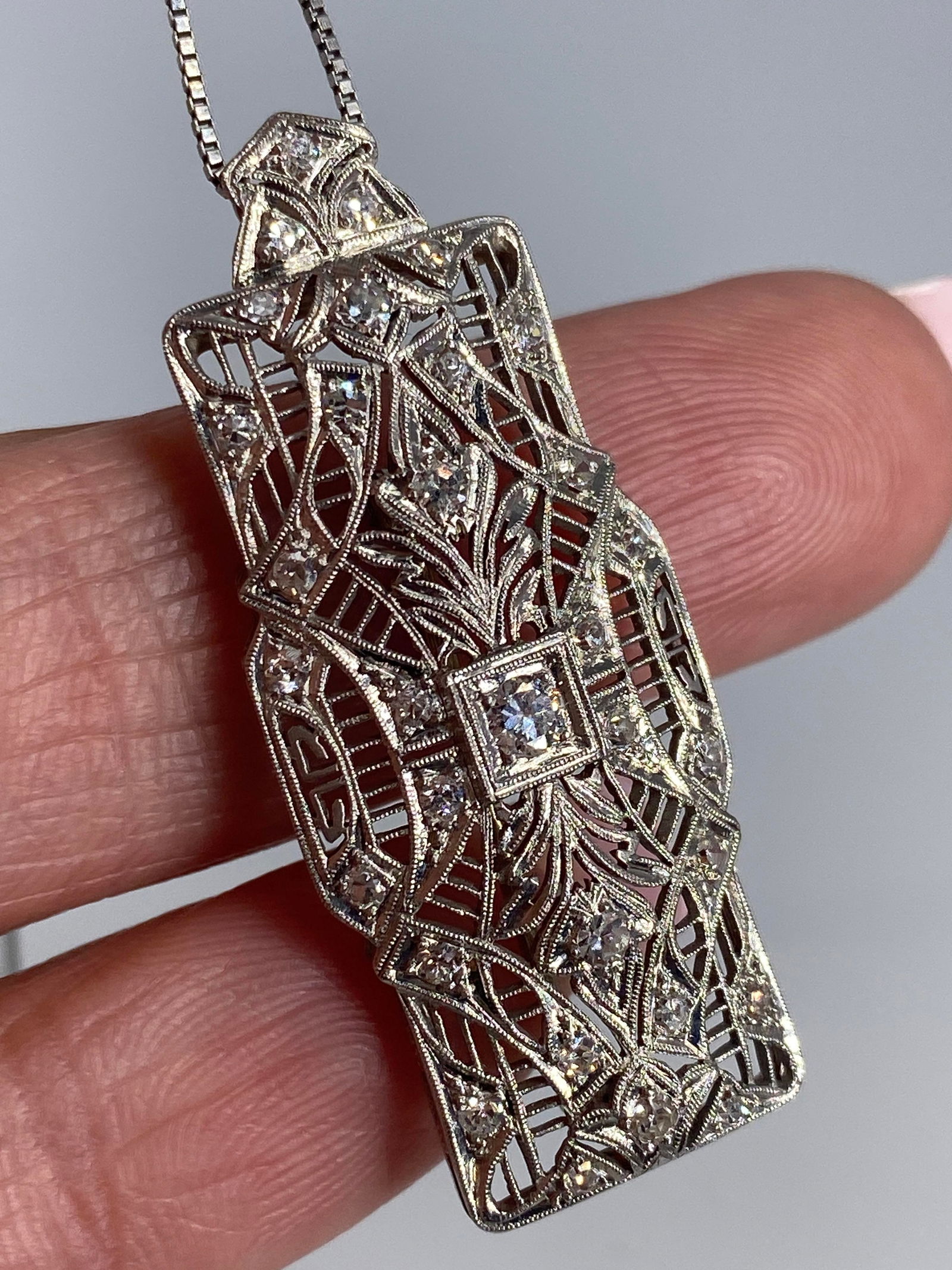 Vintage Platinum Bar Pin On A Platinum Chain (1 of 6)