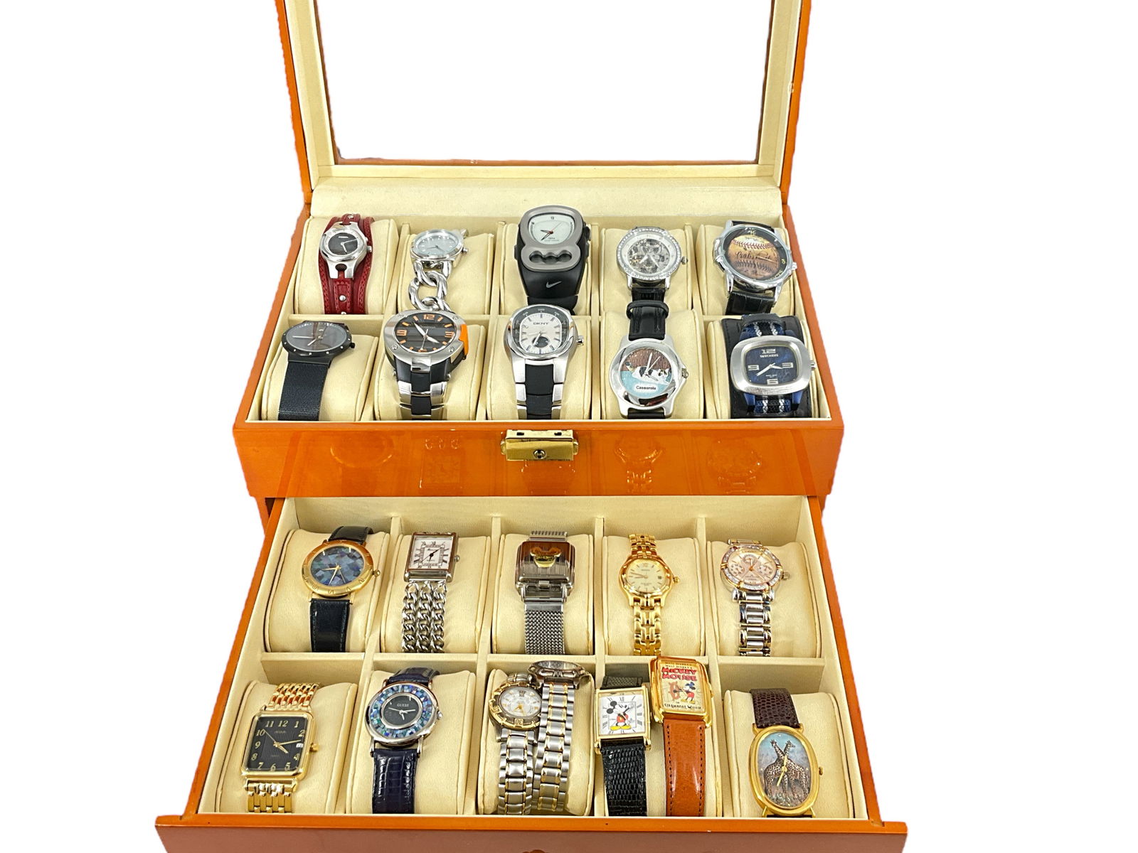 Attractive Wood Watch Box w/ 22 Fashion Watches (1 of 8)