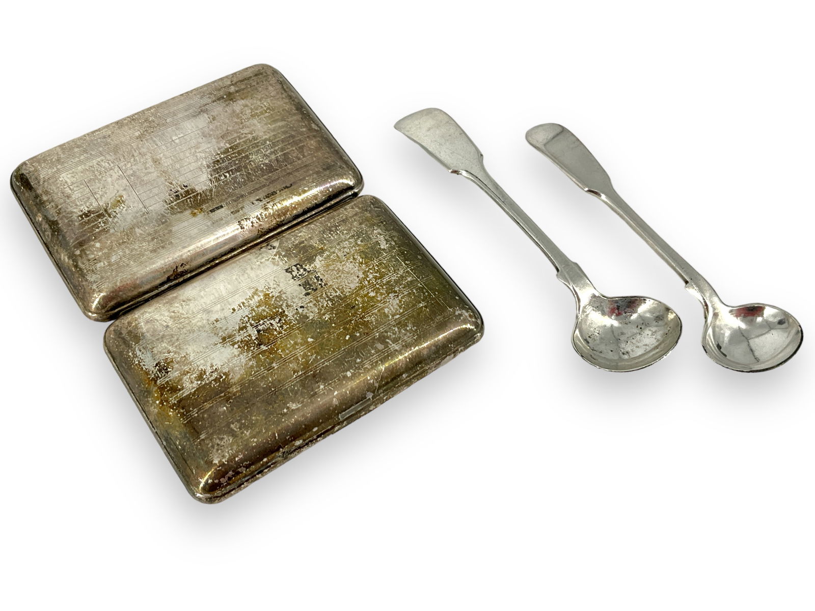 Silver Card Case and Two Silver Baby Spoons (1 of 4)