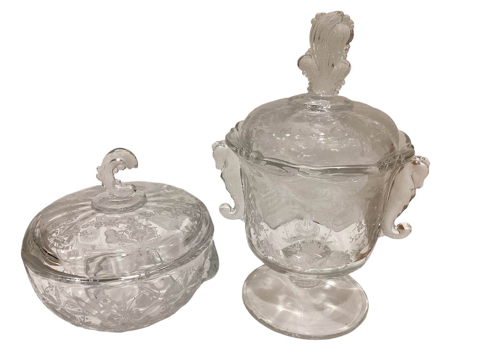 Heisey 2 Piece Lot Orchid Etch (1 of 1)