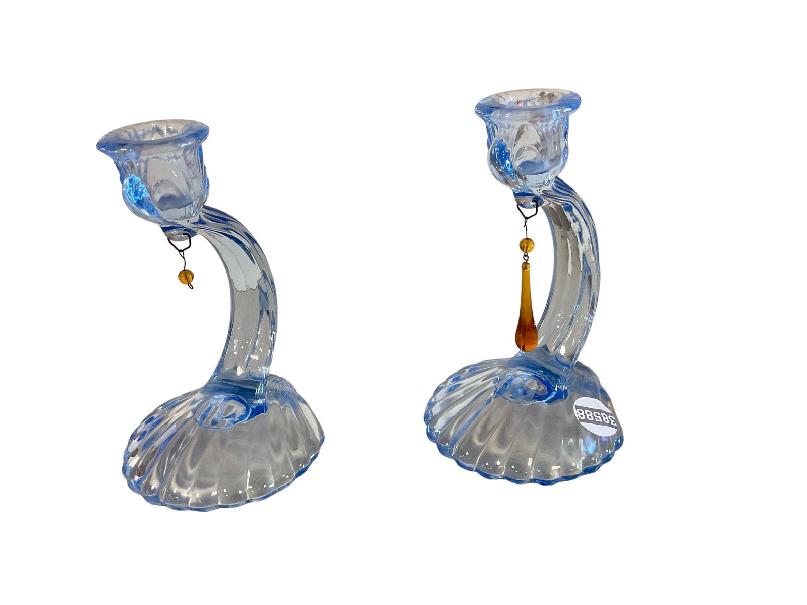 Cambridge Caprice Moonlight Blue One Light Candlesticks (1 of 1)