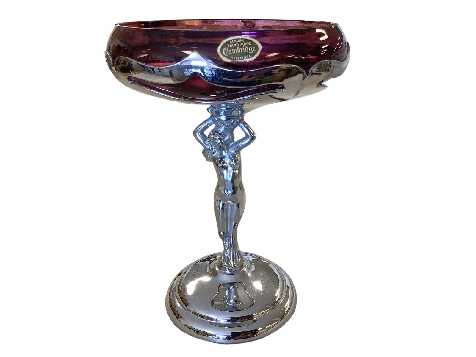 Cambridge 5.5î Amethyst Comport: Cambridge 5.5î Amethyst Comport in Farber Holder with Original Cambridge Sticker