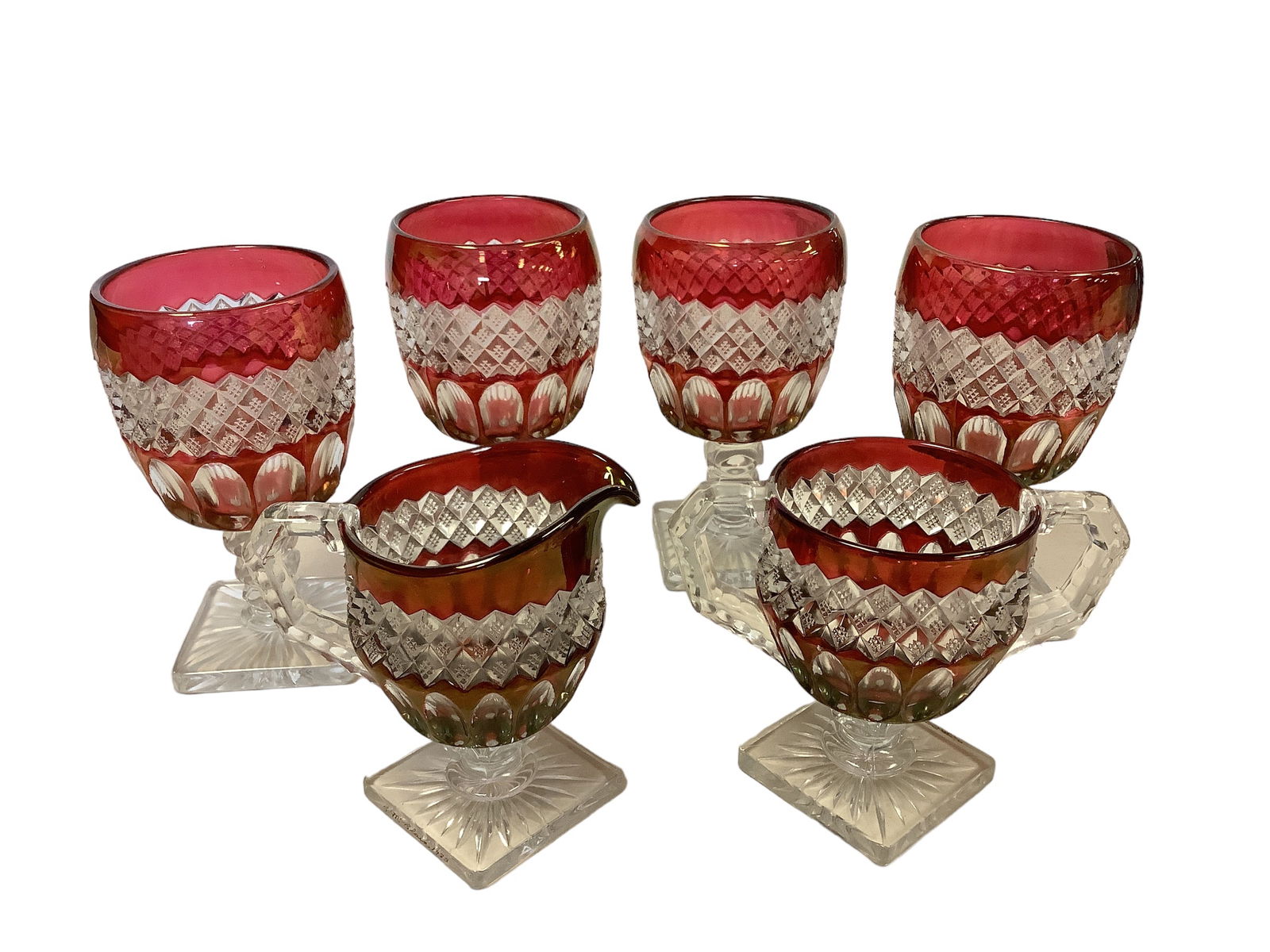Westmoreland Ruby Red Crystal Sugar And Creamer Set And Water Goblets (1 of 4)
