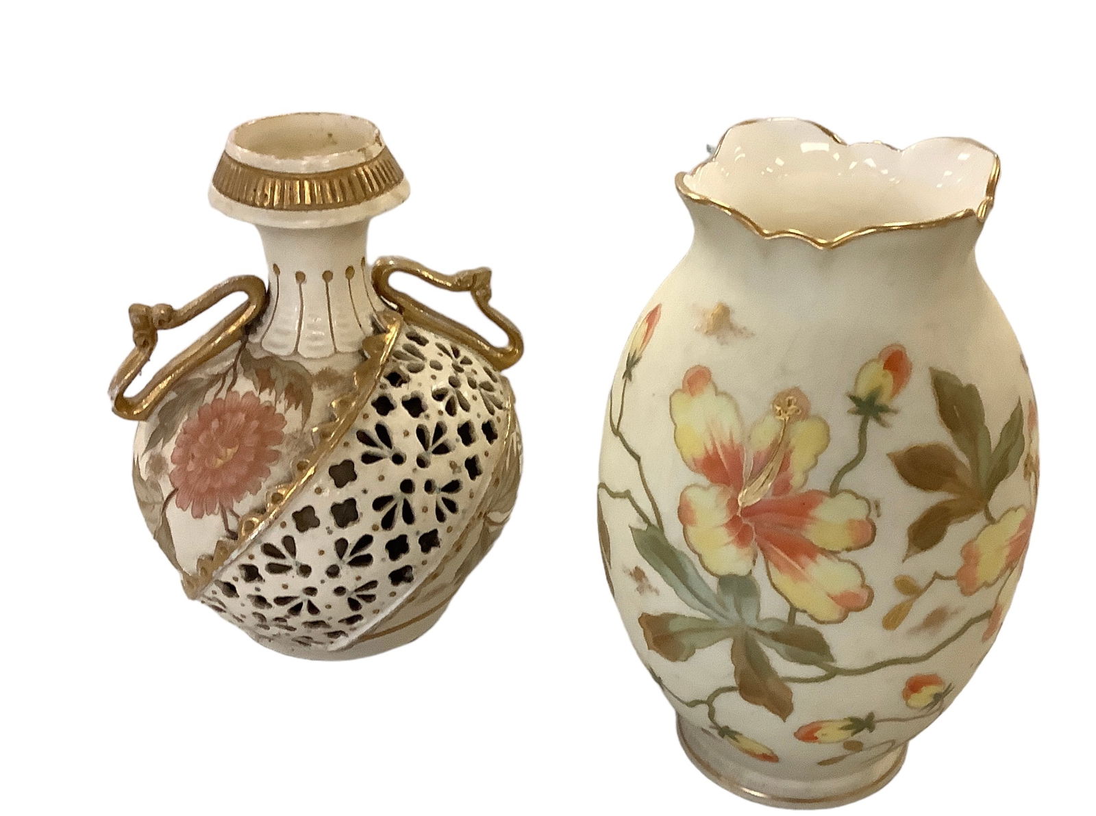Two Charming Hand-painted Porcelain Vases (1 of 4)