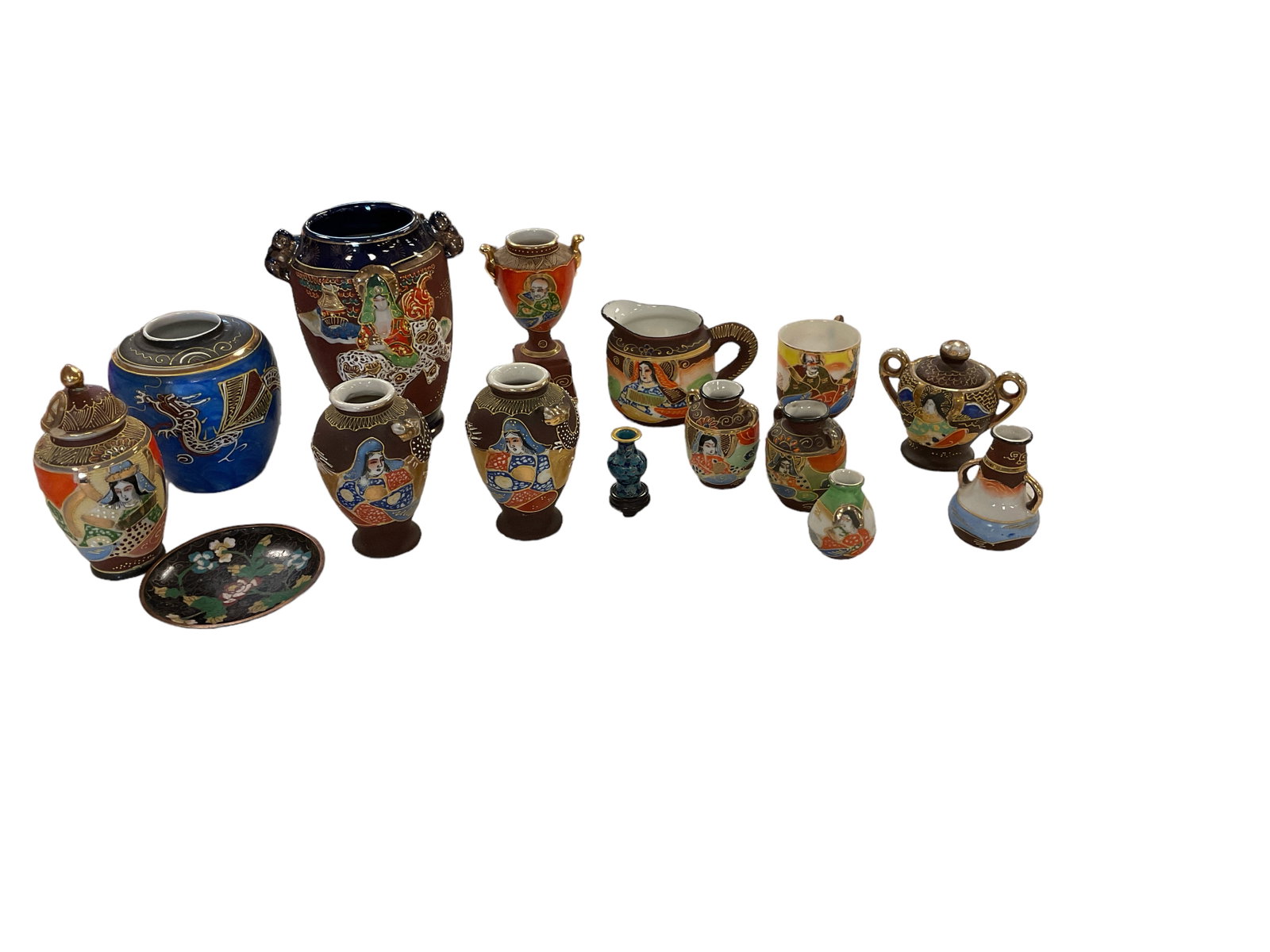 Lot of Asian Vases.: Lot of Asian Vases. 15 pieces and 1 plate. Ranging from 2î to 6î H.