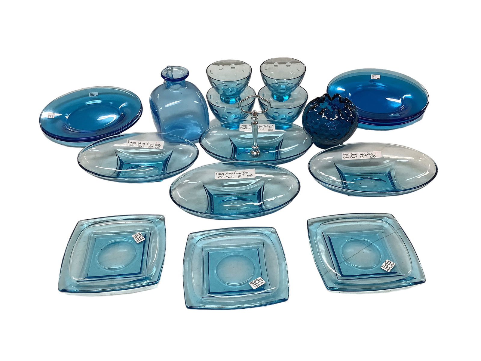 (17) Pieces Collection of Hazel Atlas Capri Blue Glass Items (1 of 3)