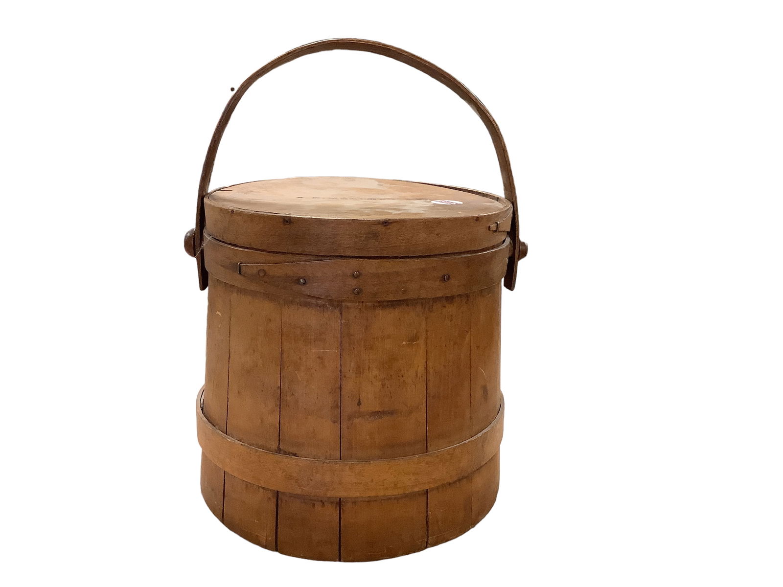 Wood Slat Firkin Sugar Bucket Stamped O D Merchant (1 of 1)