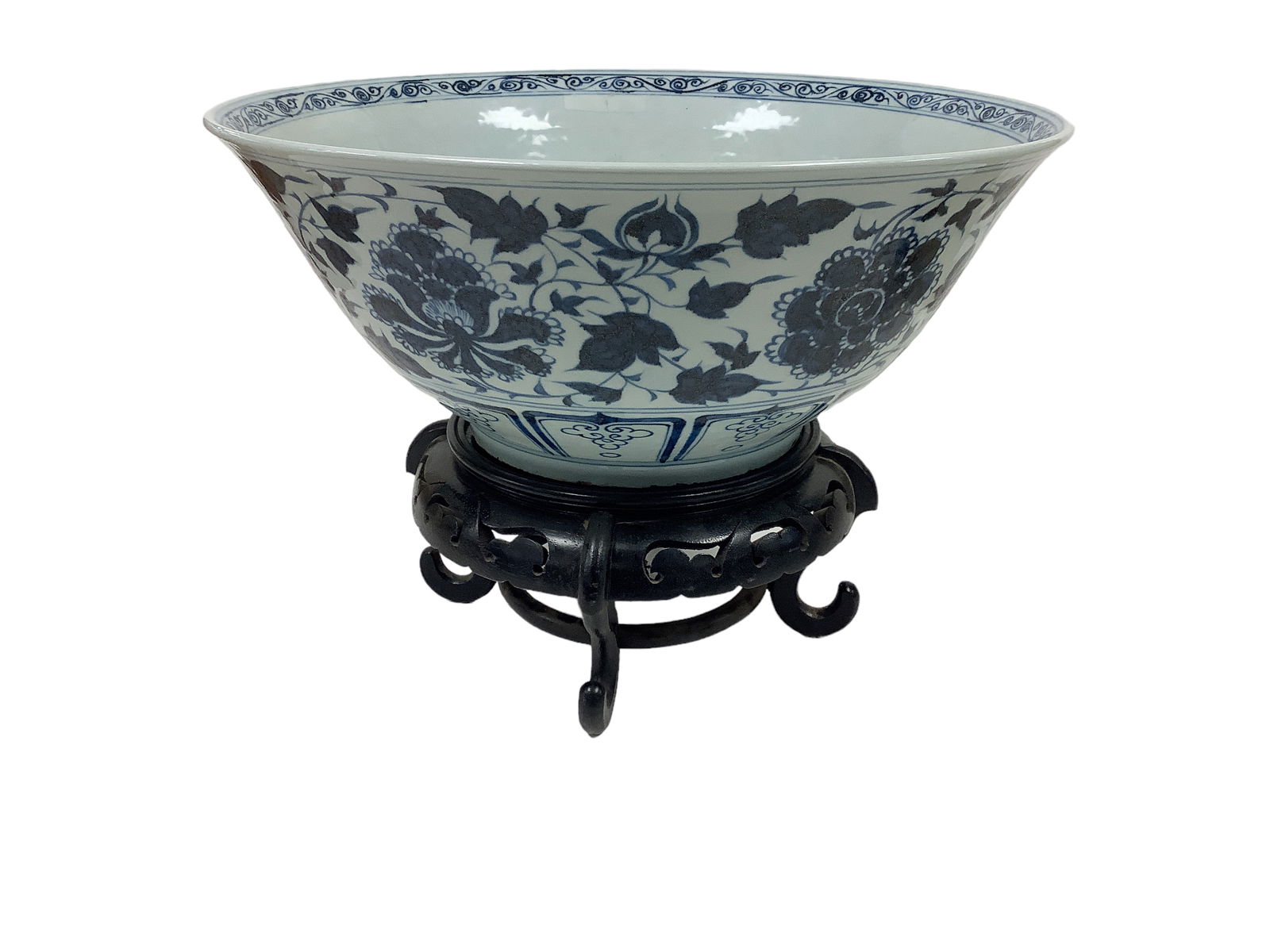 Large Asian Inspired Bowl and Stand (1 of 2)