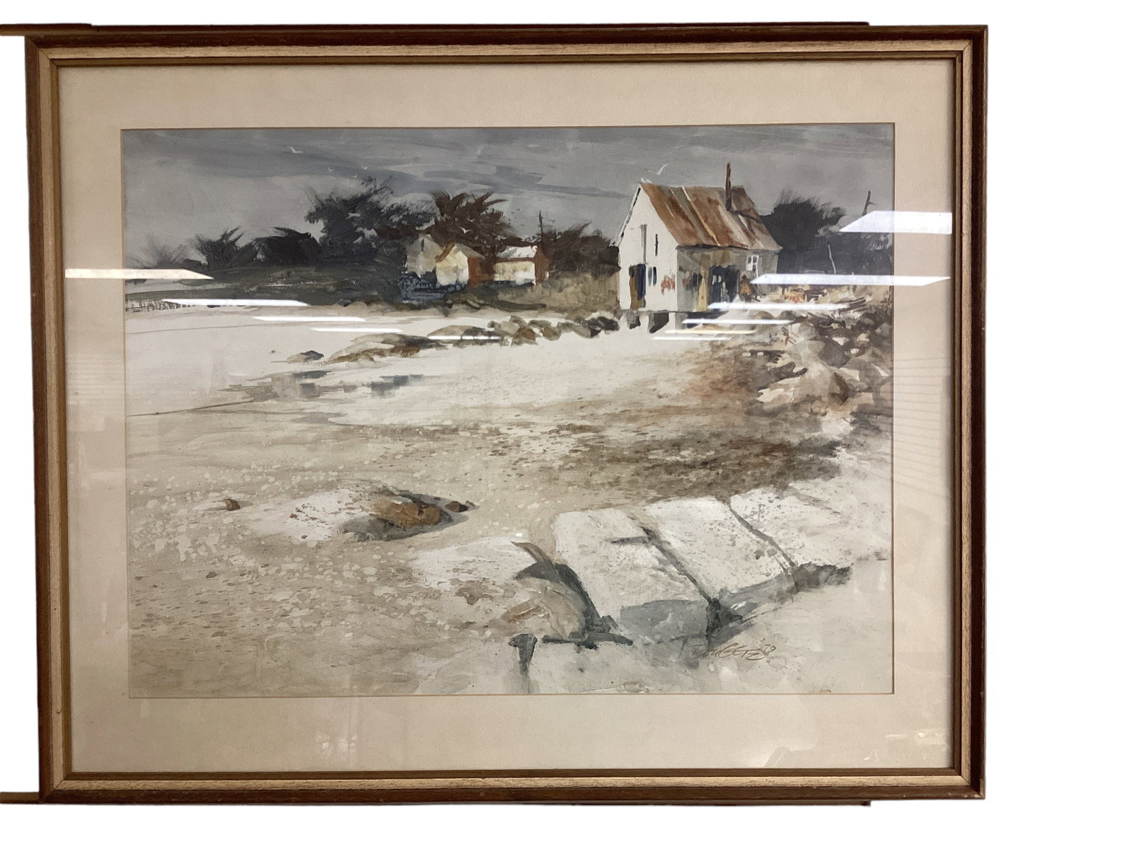 Framed Don Getz Shore Side Water Color: Framed Don Getz Shore Side Water Color The frame measures 29î x 23î.