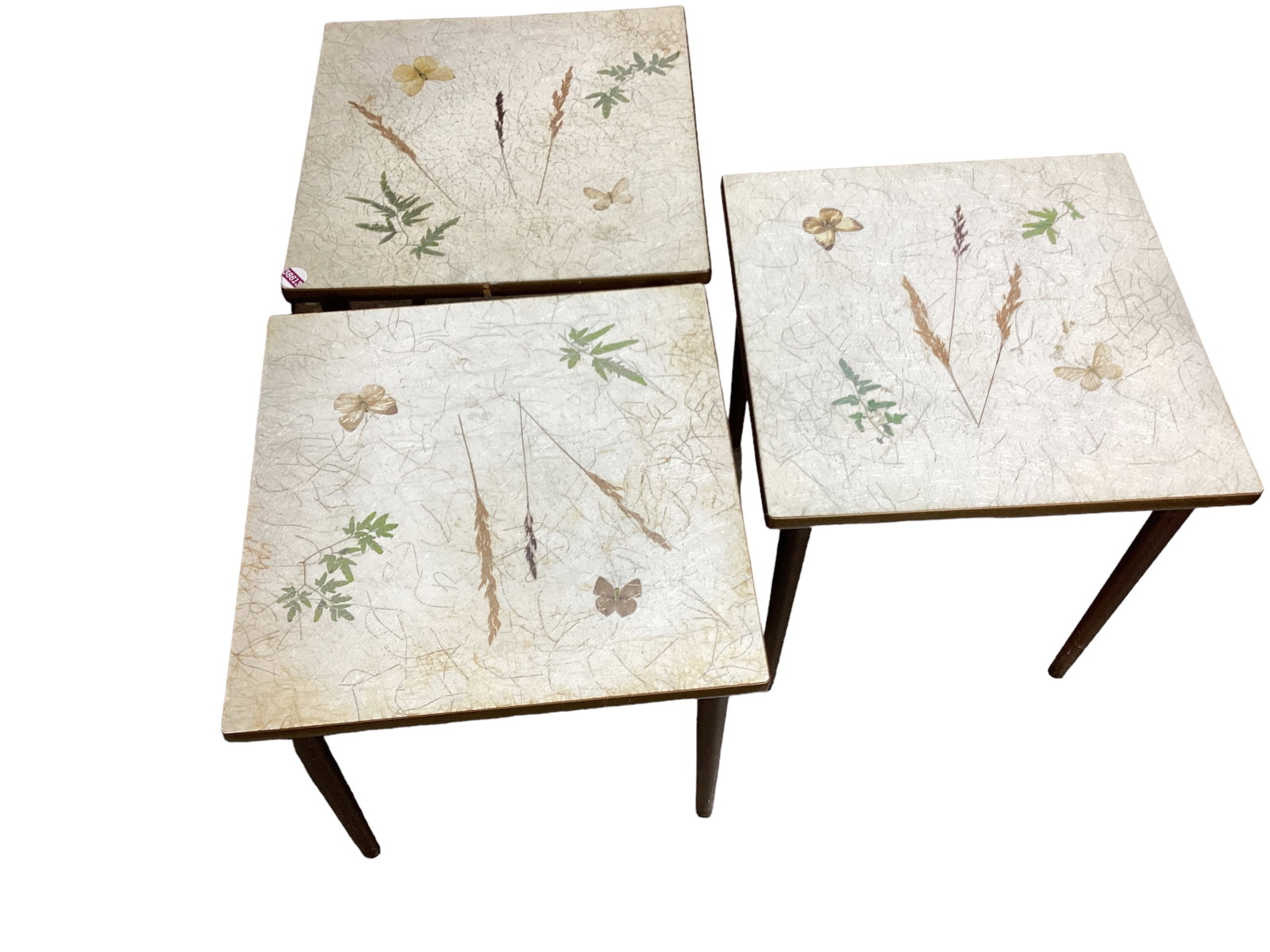Butterflies & Leaves Decoupage Nesting Tables: Butterflies & Leaves Decoupage Nesting Tables 16î H x 15î x 15î.