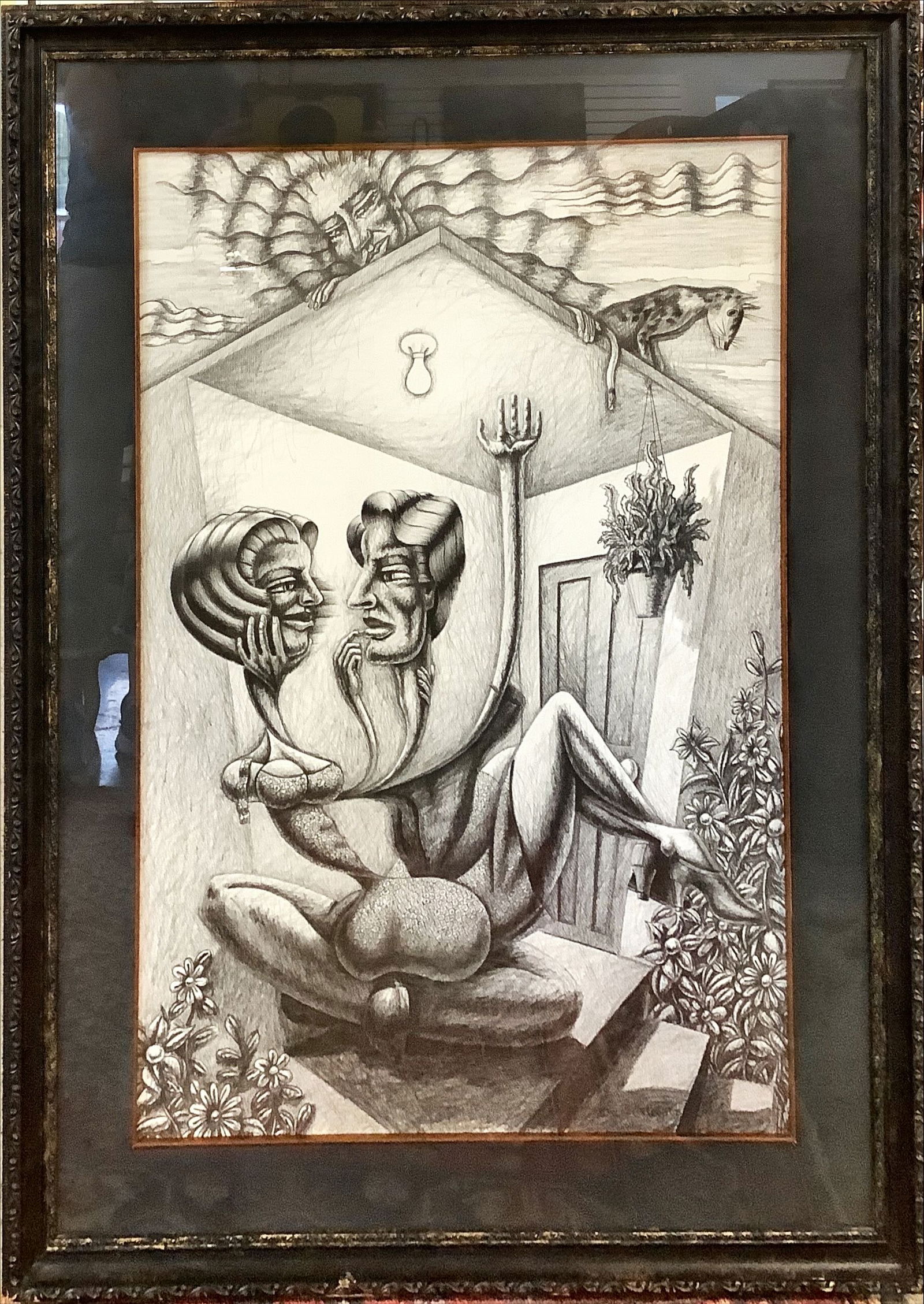 Framed and Matted Signed Pencil on Paper, ìîThe House of Gamesî (1 of 3)