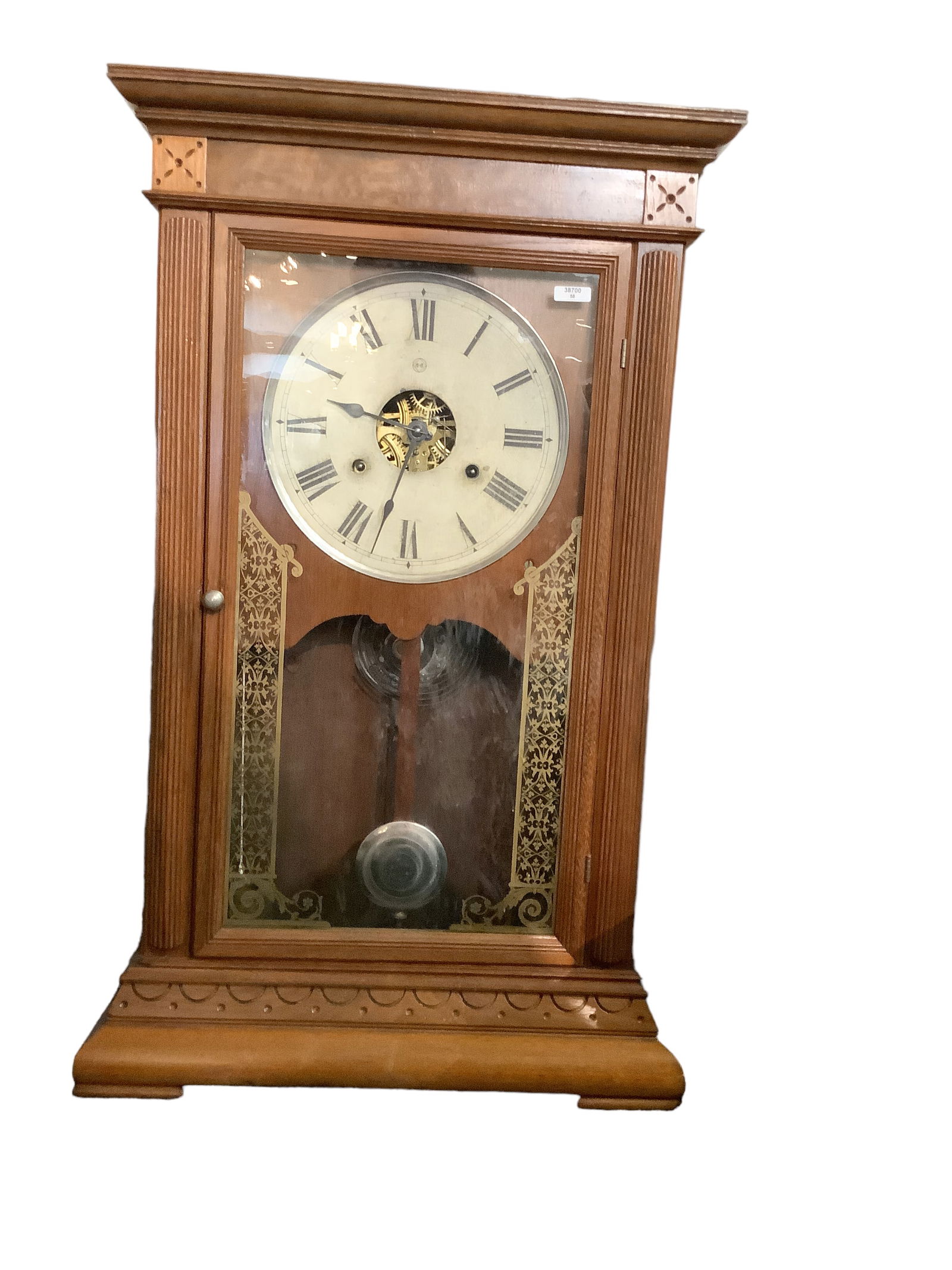 1890 Seth Thomas Castle 8-Day 2 Weight Clock With Damascene Pendulum (1 of 1)