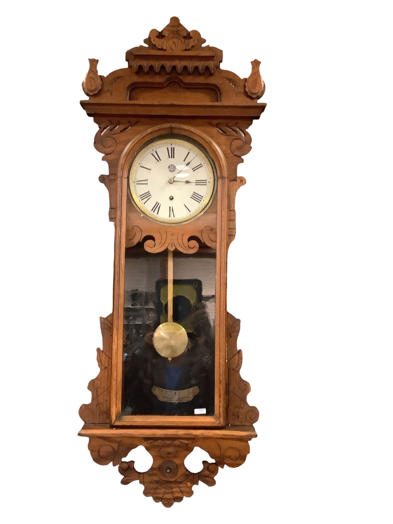 1900 New Haven Maywood 8-Day Wall Regulator Clock (1 of 1)
