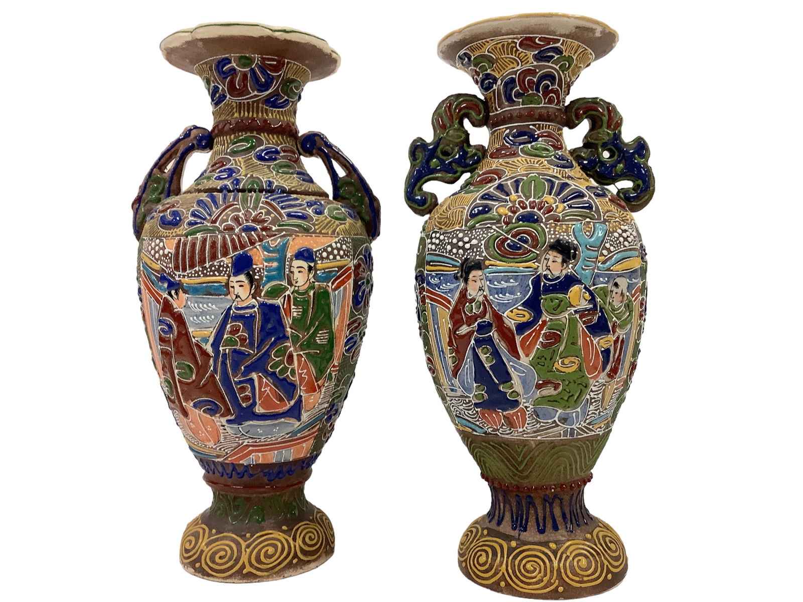 Pair Moriage Ceramic Vases (1 of 3)