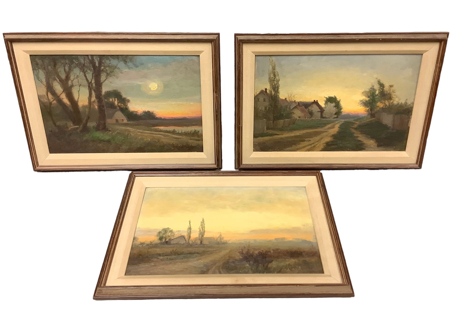 (3) Conn Baker (1870-1944) Oil on Board Sunsets 13 1/2 x 18 in. (34.3 x 45.7 cm.) (1 of 4)