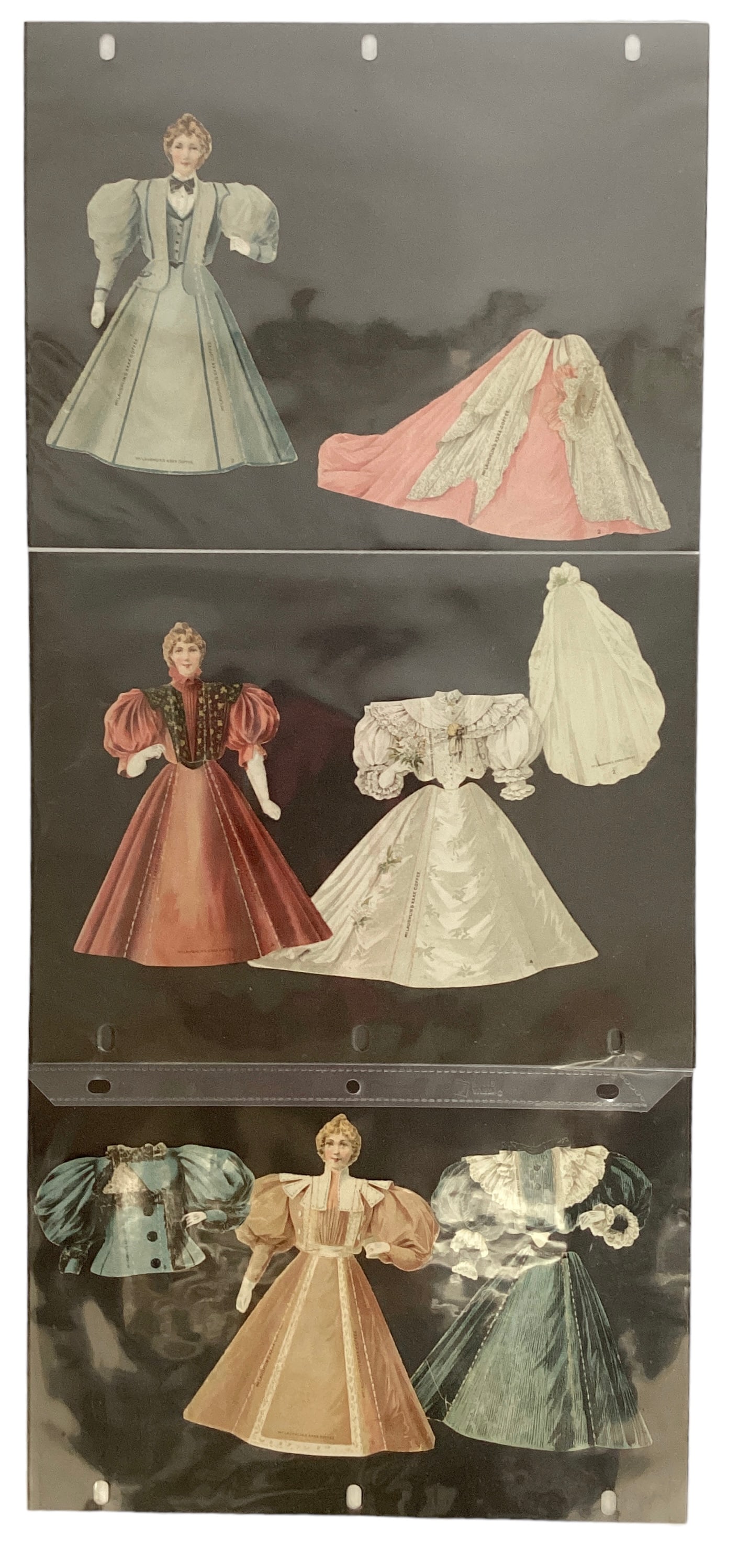 McLaughlin's XXXX Coffee Advertising Paper Dolls: McLaughlin's XXXX Coffee Advertising Paper Dolls From Series Eleven (December 23, 1895) Calendar Women/Girls, lithographer Koerner & Hayes. In overall good condition.