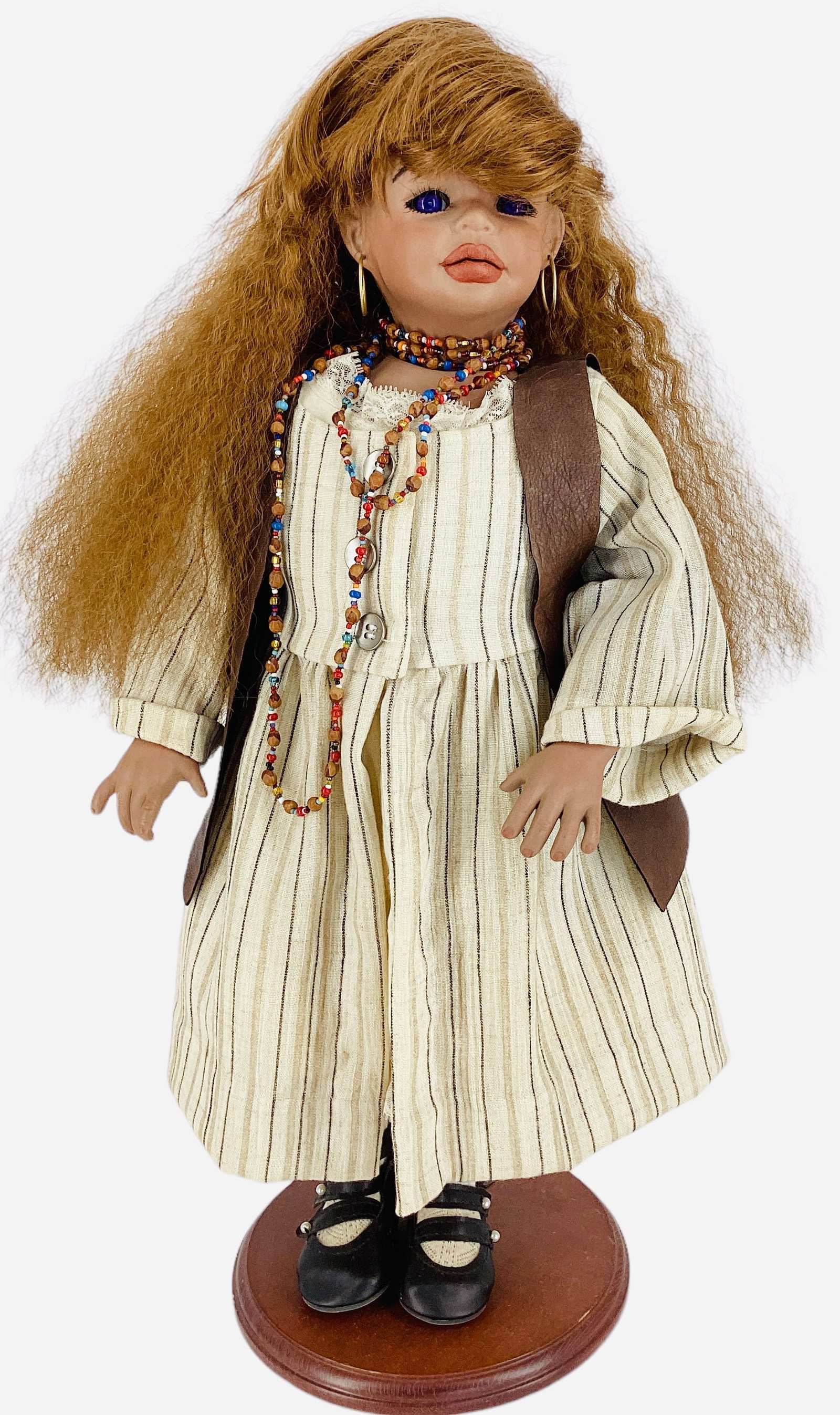 Artist made black porcelain doll, unmarked.: Artist made black porcelain doll, unmarked.