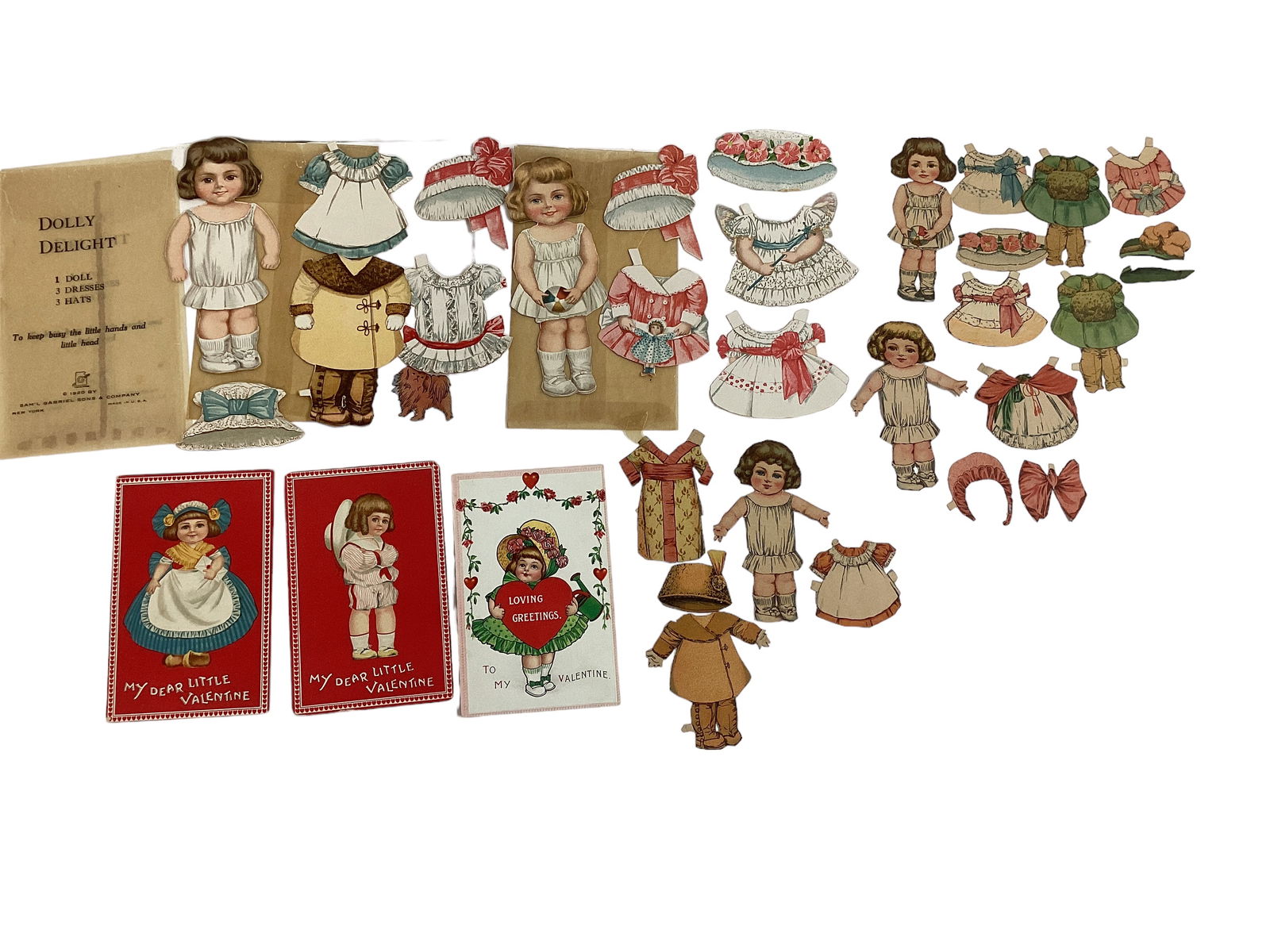 2 1920ís Dolly Delight Paper Dolls & 3 Vintage Paper Dolls, Cut, With Costumes, 3 early (1 of 6)