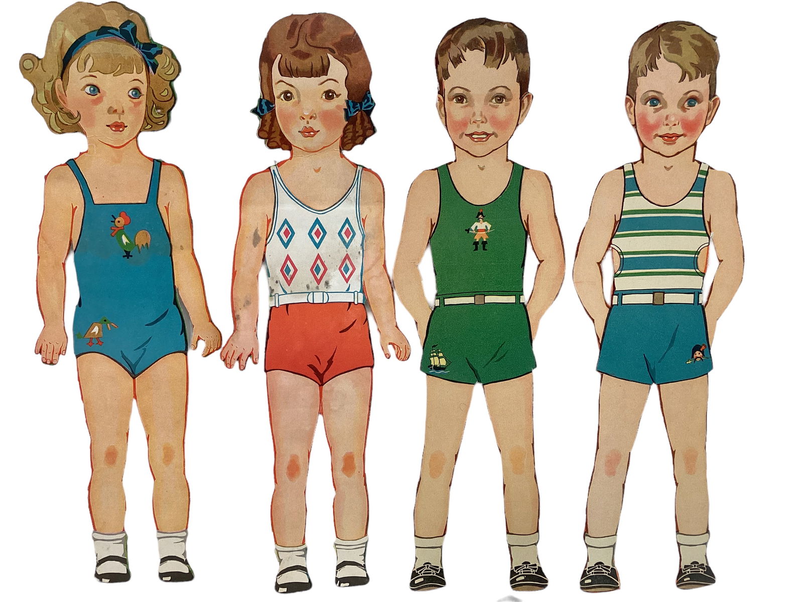 Vintage 1930ís ìTed & Bobî & ìSally & Janeî 17î Cut Paper Dolls & (1 of 5)