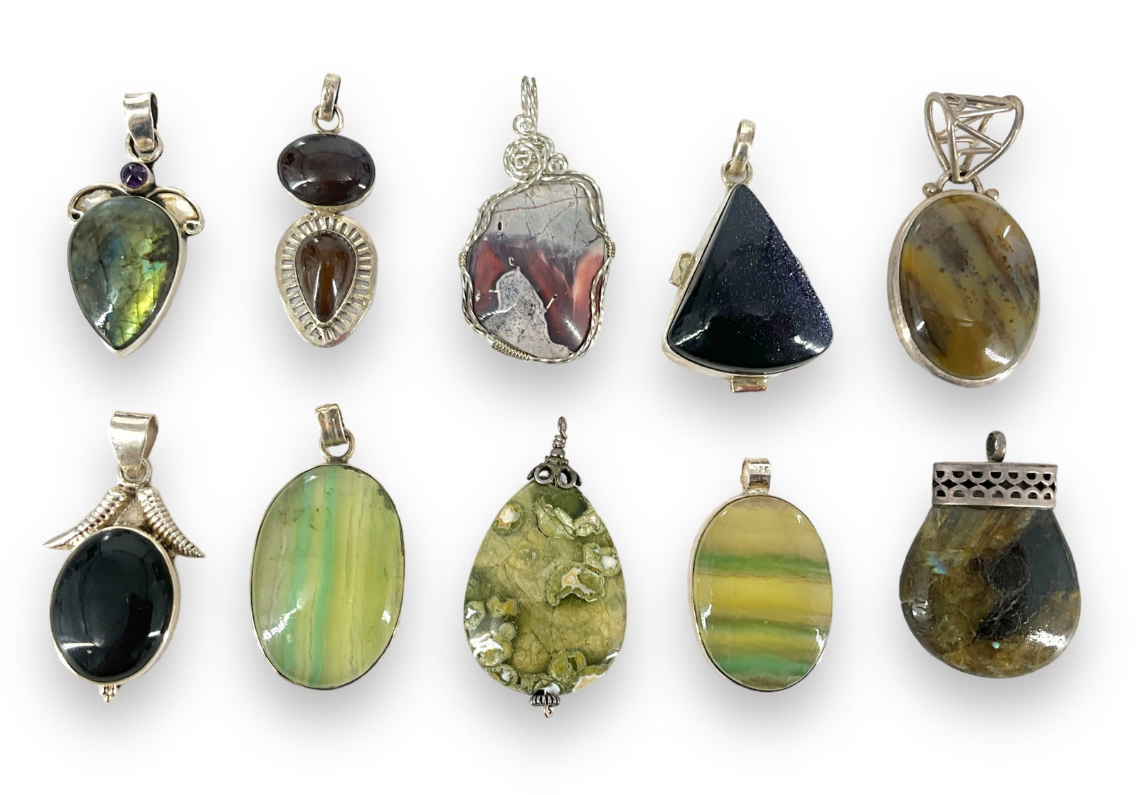 Ten Sterling & Stone Pendants (1 of 9)
