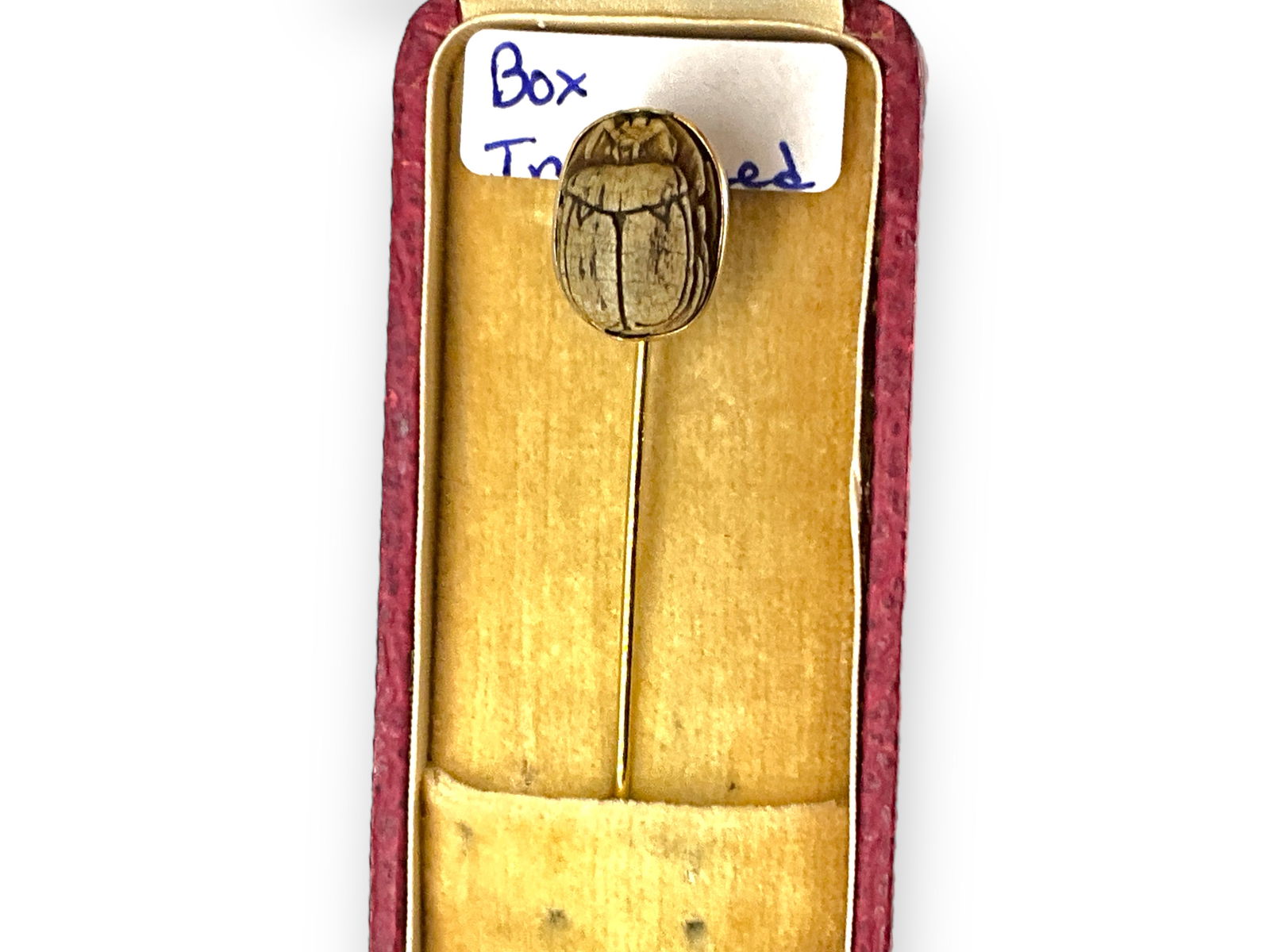 Carved Scarab Gold Stickpin w/Box (1 of 3)