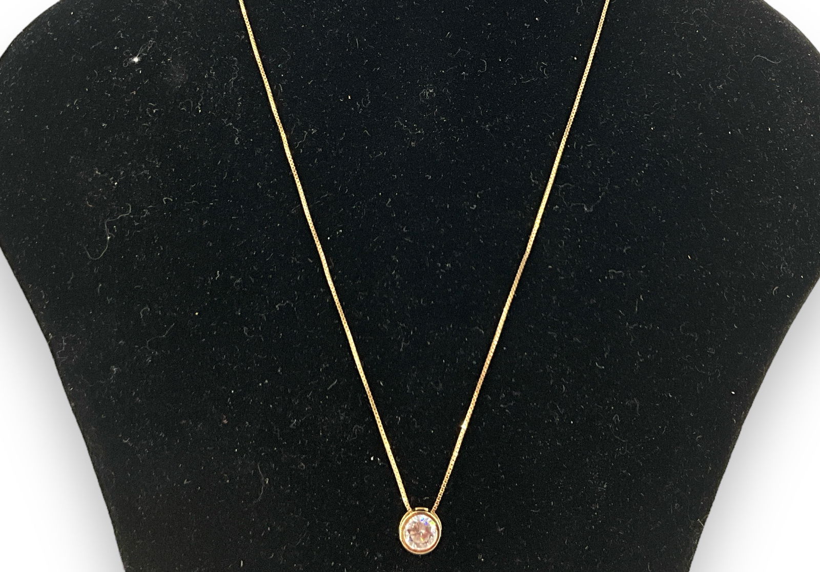 14k Box Chain Necklace with CZ Pendant (1 of 5)
