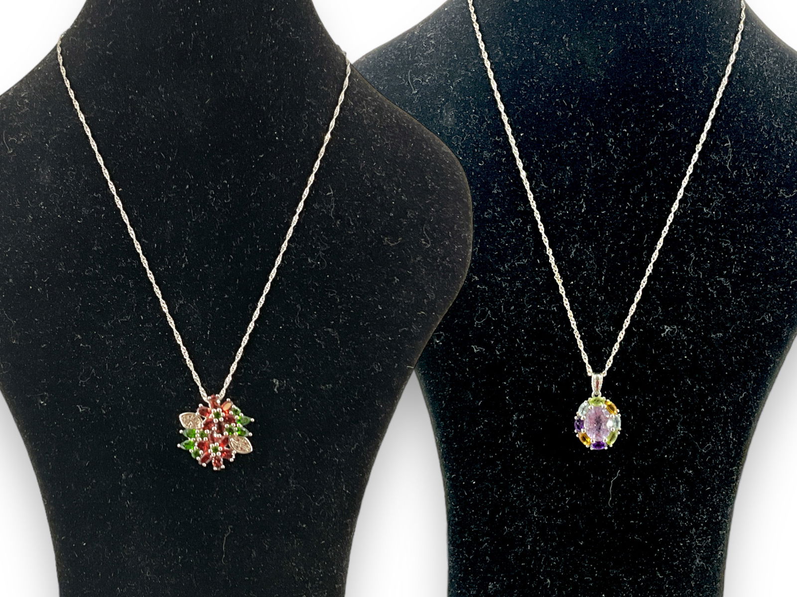 Multi-Color Gemstone Necklaces in Silver (1 of 6)