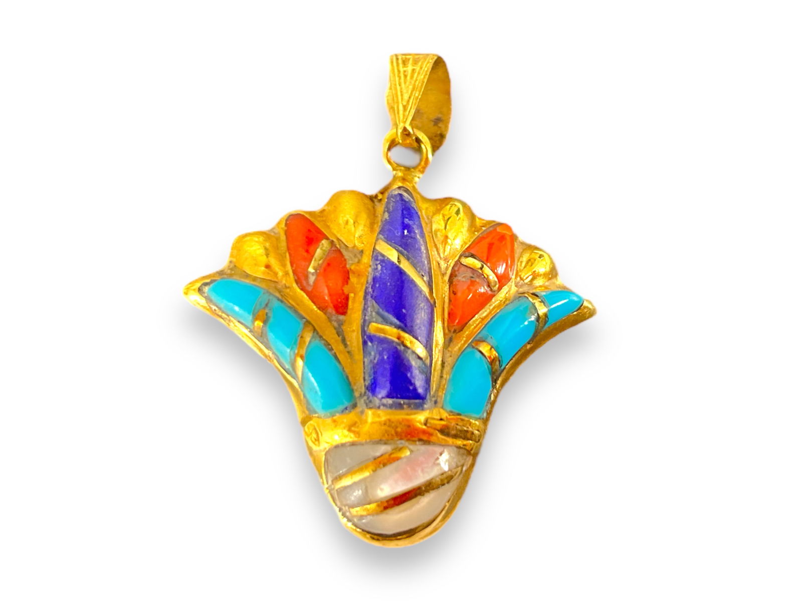 14k Puffed Gold Pendant with Stones (1 of 4)