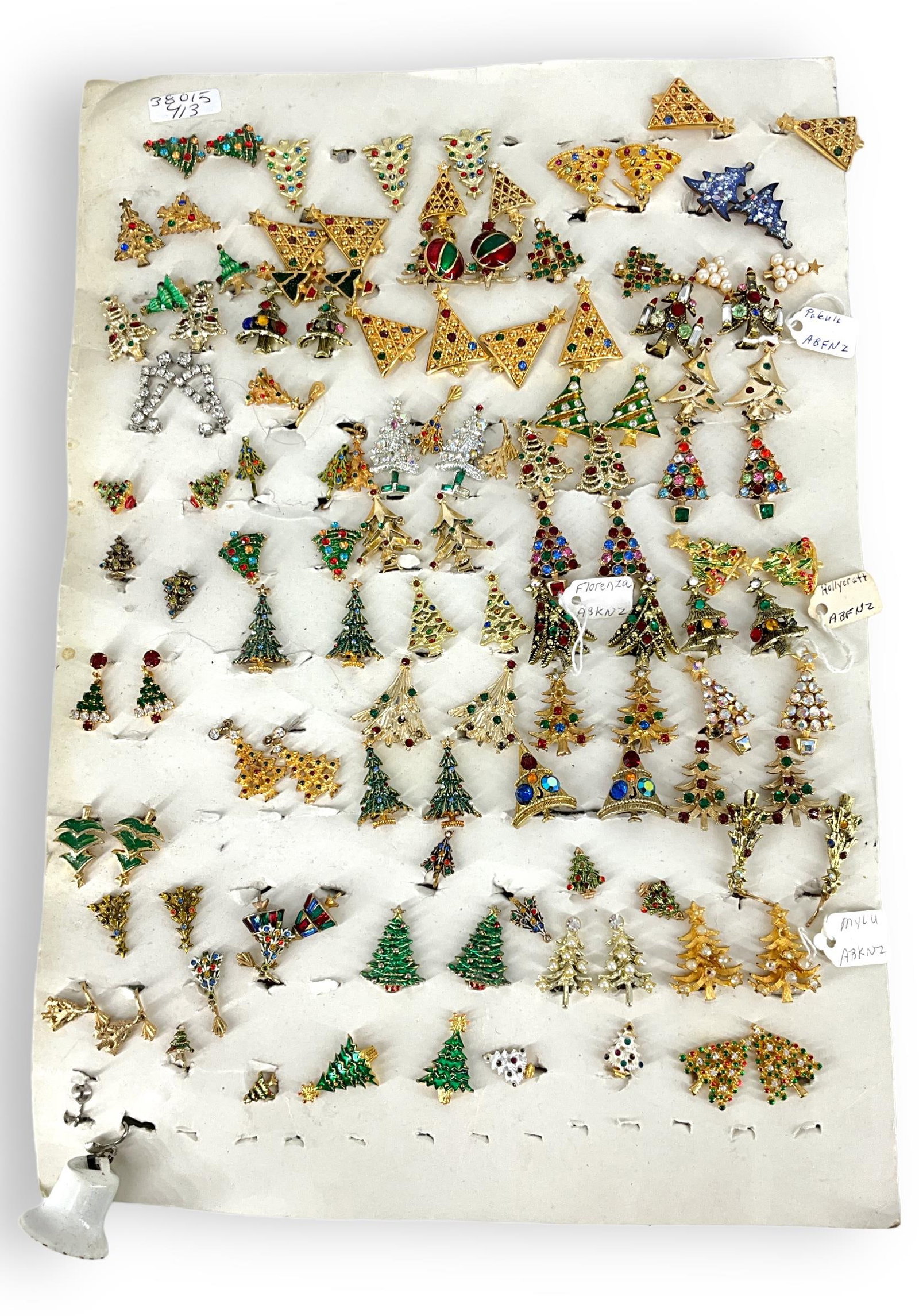 Vintage - Modern Christmas Tree Earrings: Vintage - Modern Christmas Tree Earrings Clip on and post back styles, over (50) pairs in total! Rhinestone, painted, enameled & faux pearl designs.