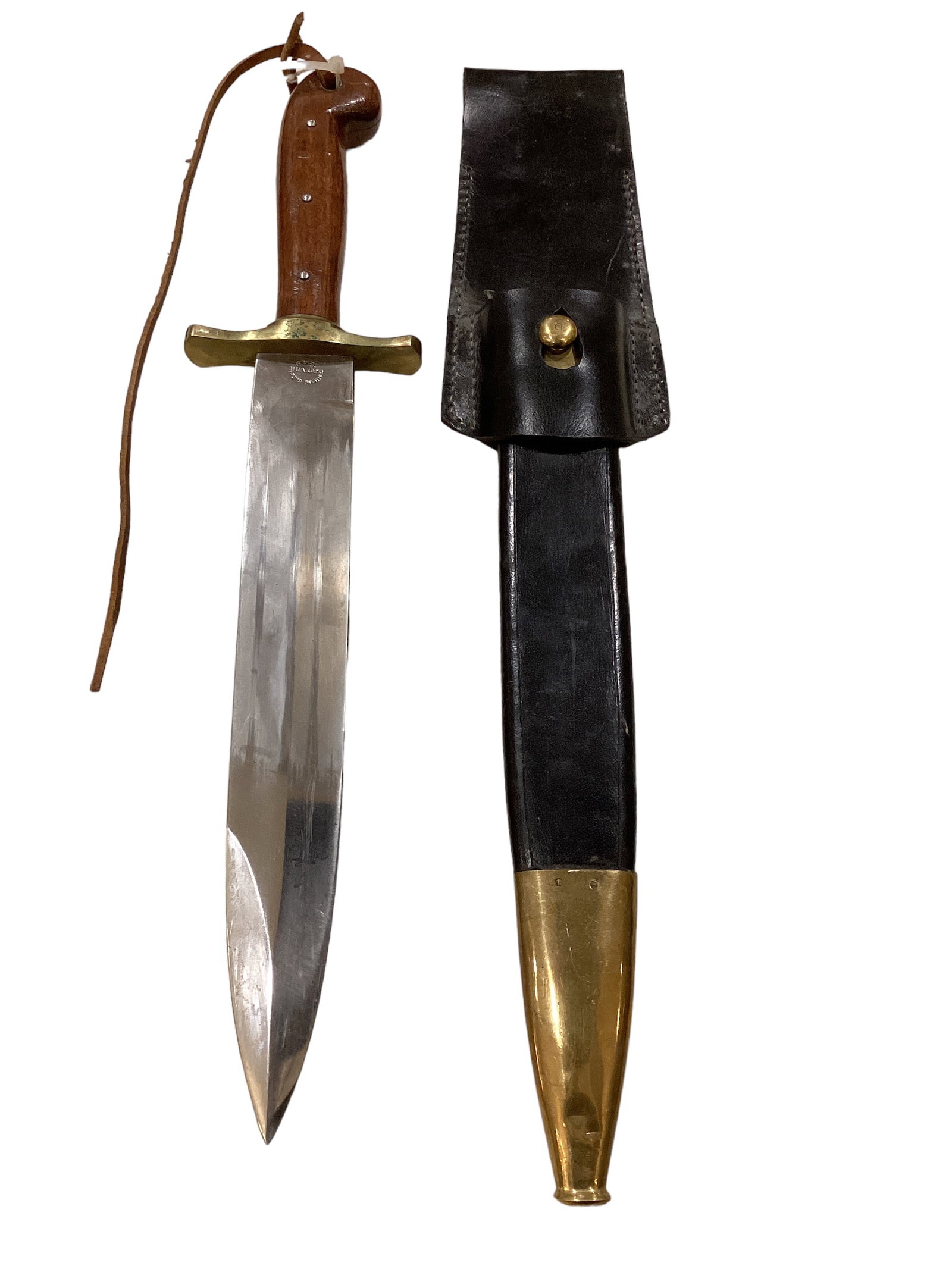 Amesmf G. Co. Cabot Ville 1849 Riflemanís Knife in Sheath: Amesmf G. Co. Cabot Ville 1849 Riflemanís Knife in Sheath The blade measures 12î long.