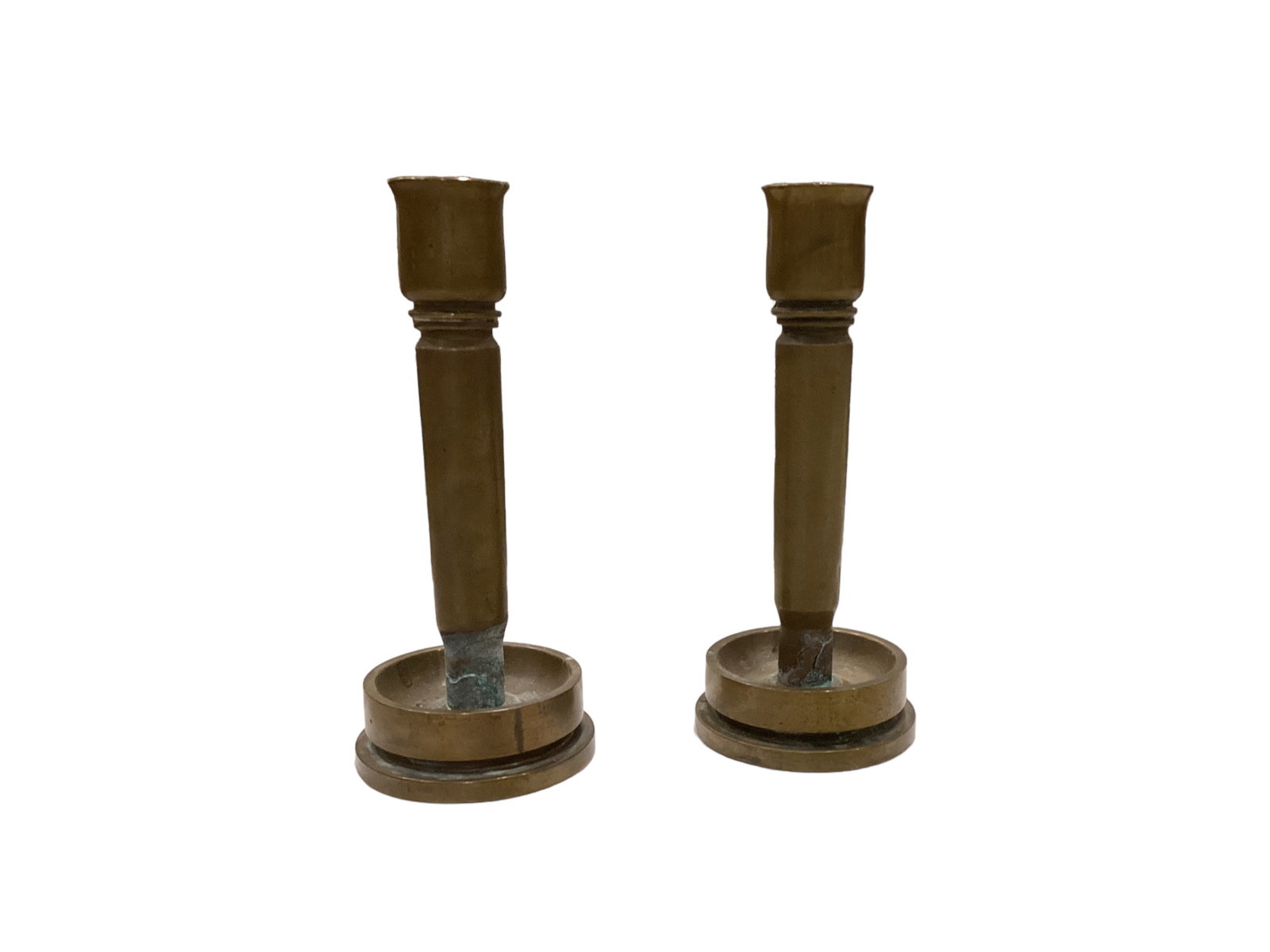 Trench Art Shell Candlesticks: Trench Art Shell Candlesticks They measure 5 3/4î tall.