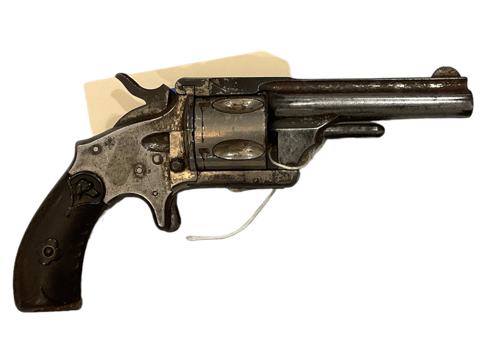 Hopkins & Allen .38 Caliber Revolver SN: 5867: Hopkins & Allen .38 Caliber Revolver SN: 5867 some major discoloration to revolver. Be aware of additional charges as shipping restrictions require all handguns to ship via Overnight UPS, Adult Signat